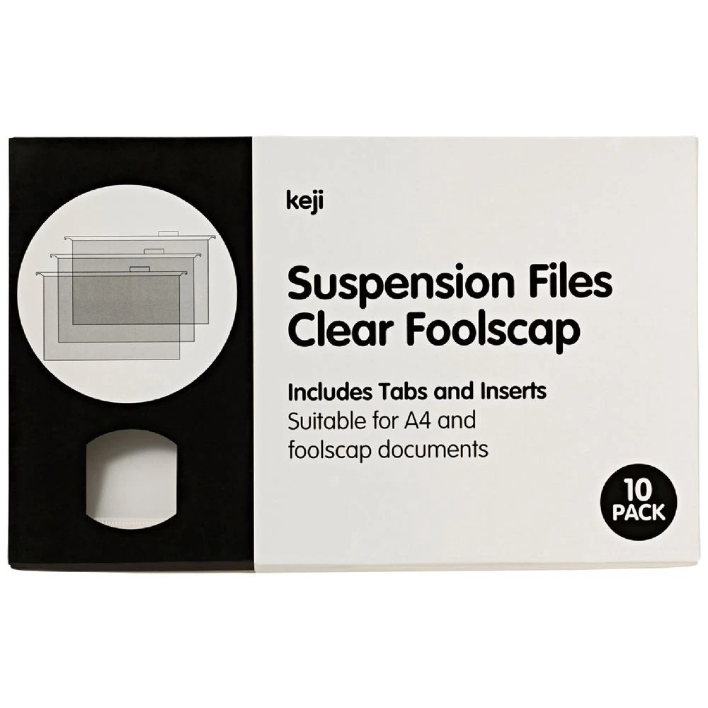 1 Keji Foolscap Suspension File Clear 10 Pack, 1 of 3