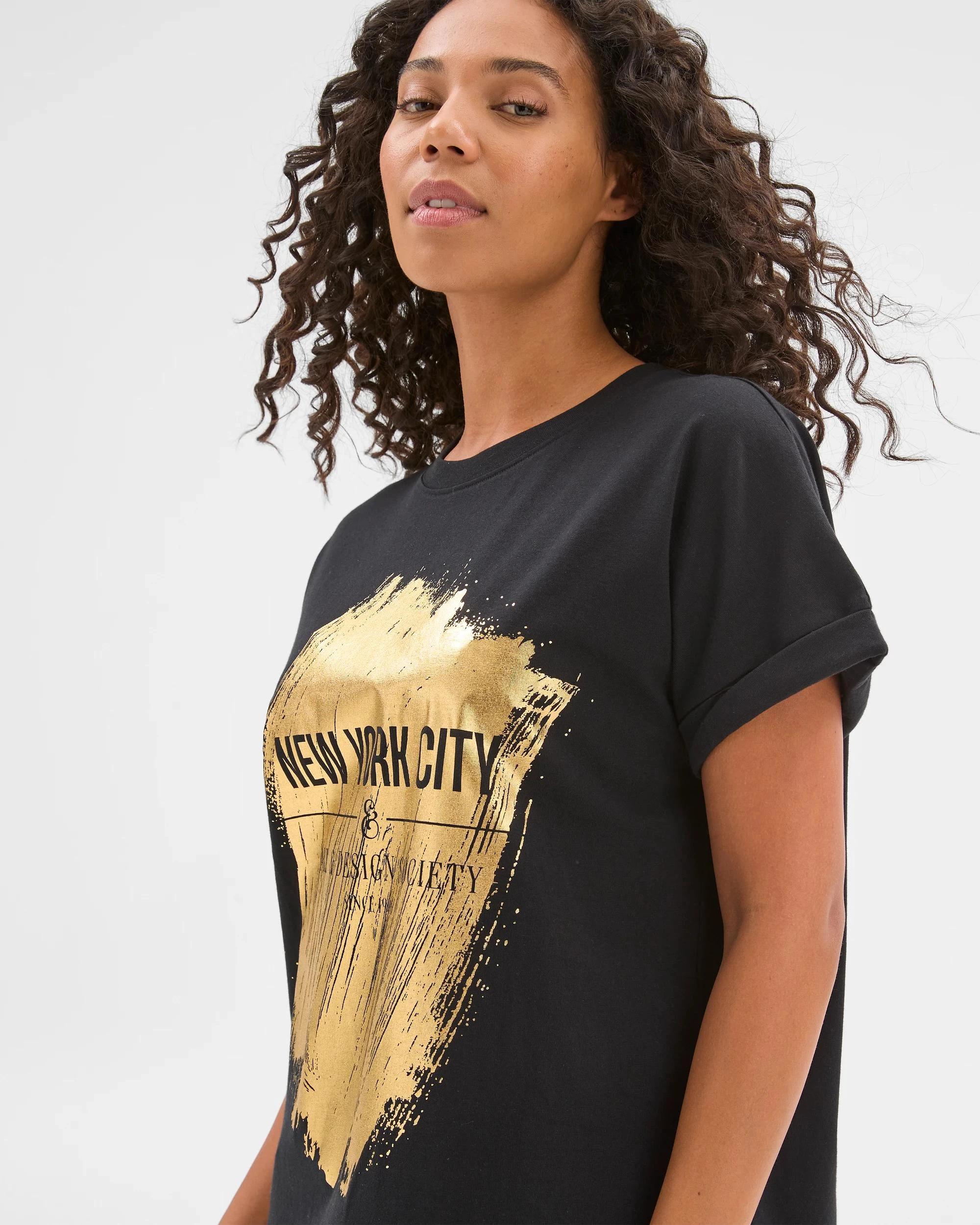 3 Target Australian Cotton Heavyweight Oversized Boxy T-Shirt BLACK/GOLD NYC, 3 of 5