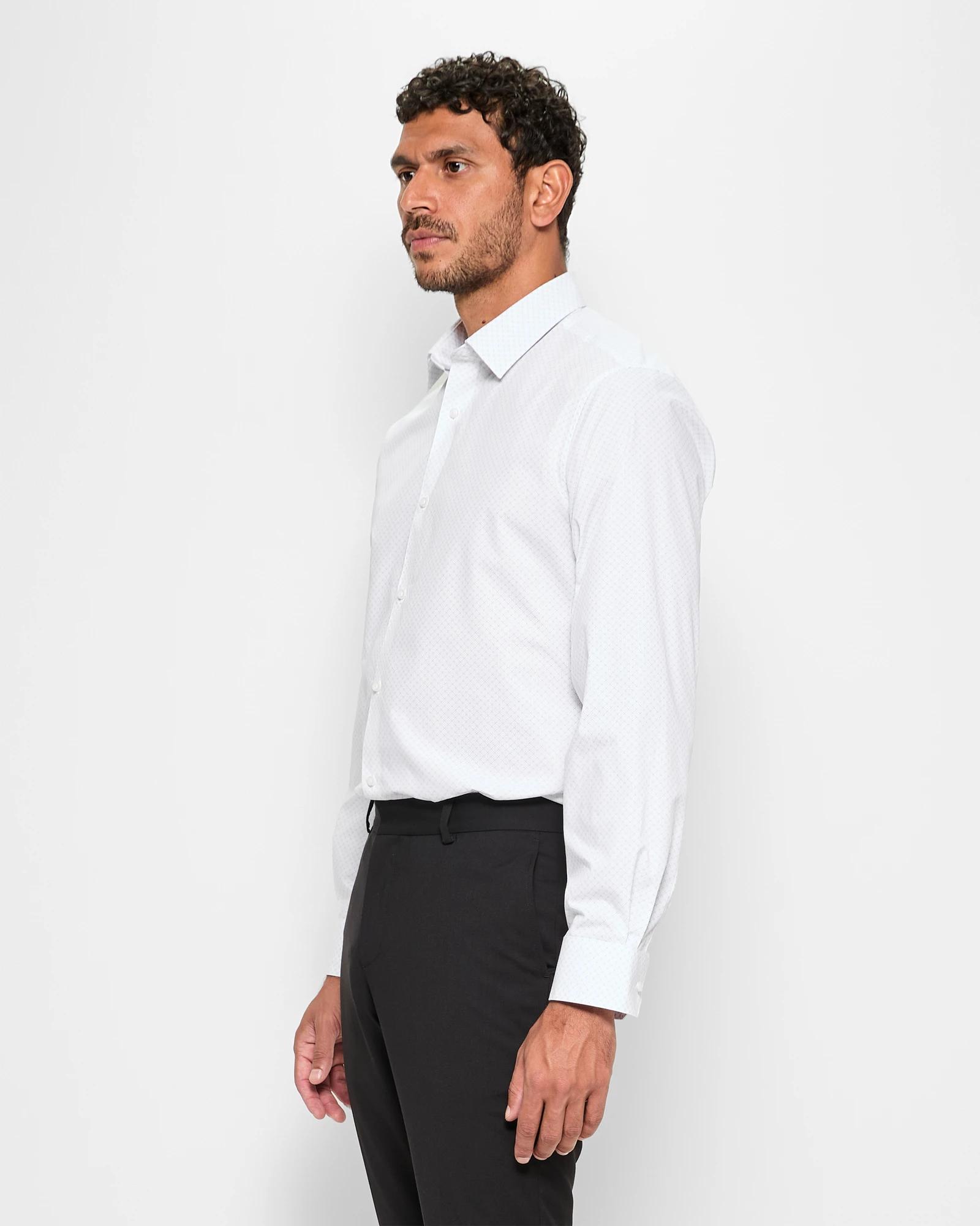 3 Australian Cotton Long Sleeve Print Shirt - Preview WHITE GEO, 3 of 5