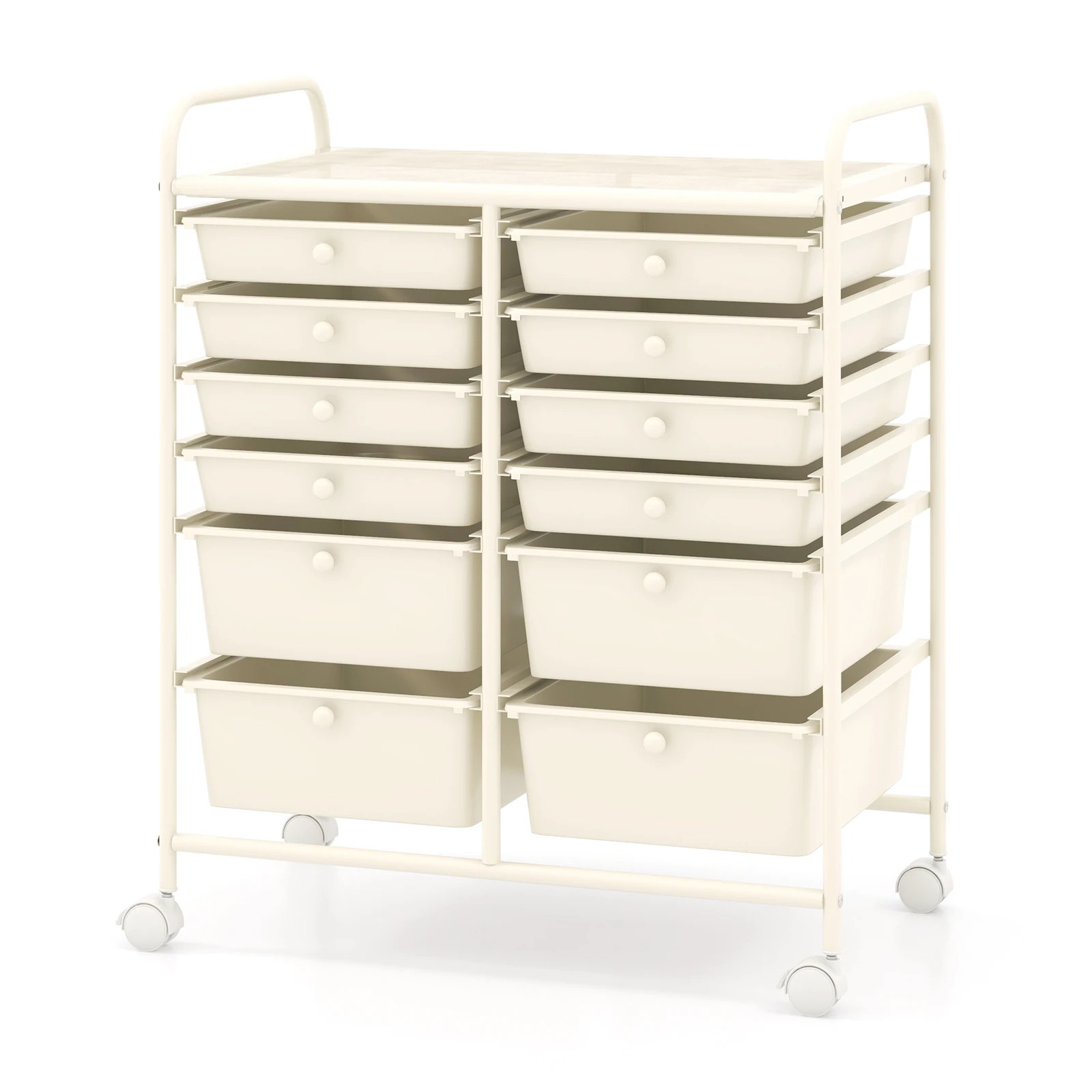 1 Costway 12 Drawers Rolling Storage Trolley Cart Filing Organizer - White, 1 of 4