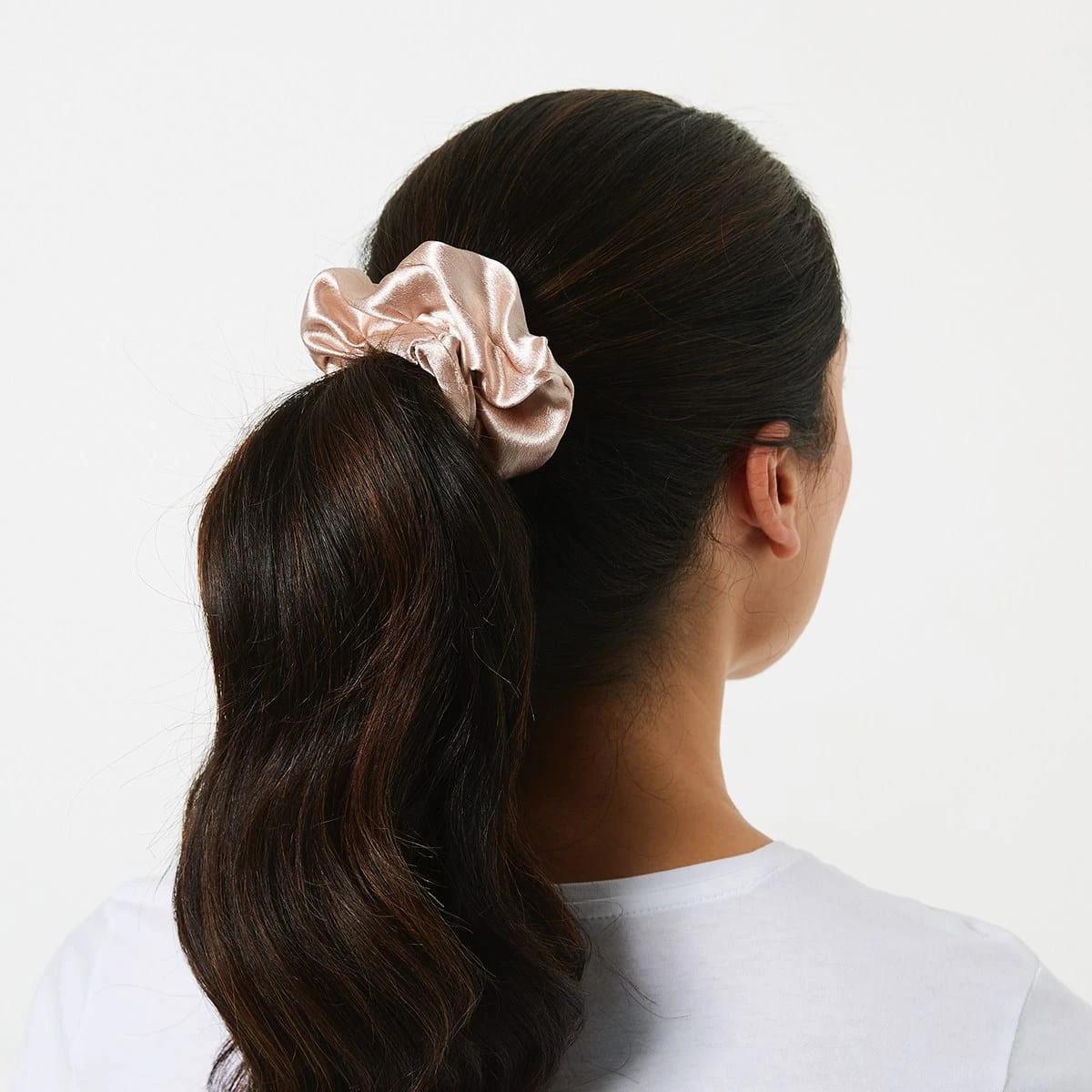 4 3 Pack Textured Hair Scrunchies - Beige Beige, 4 of 5