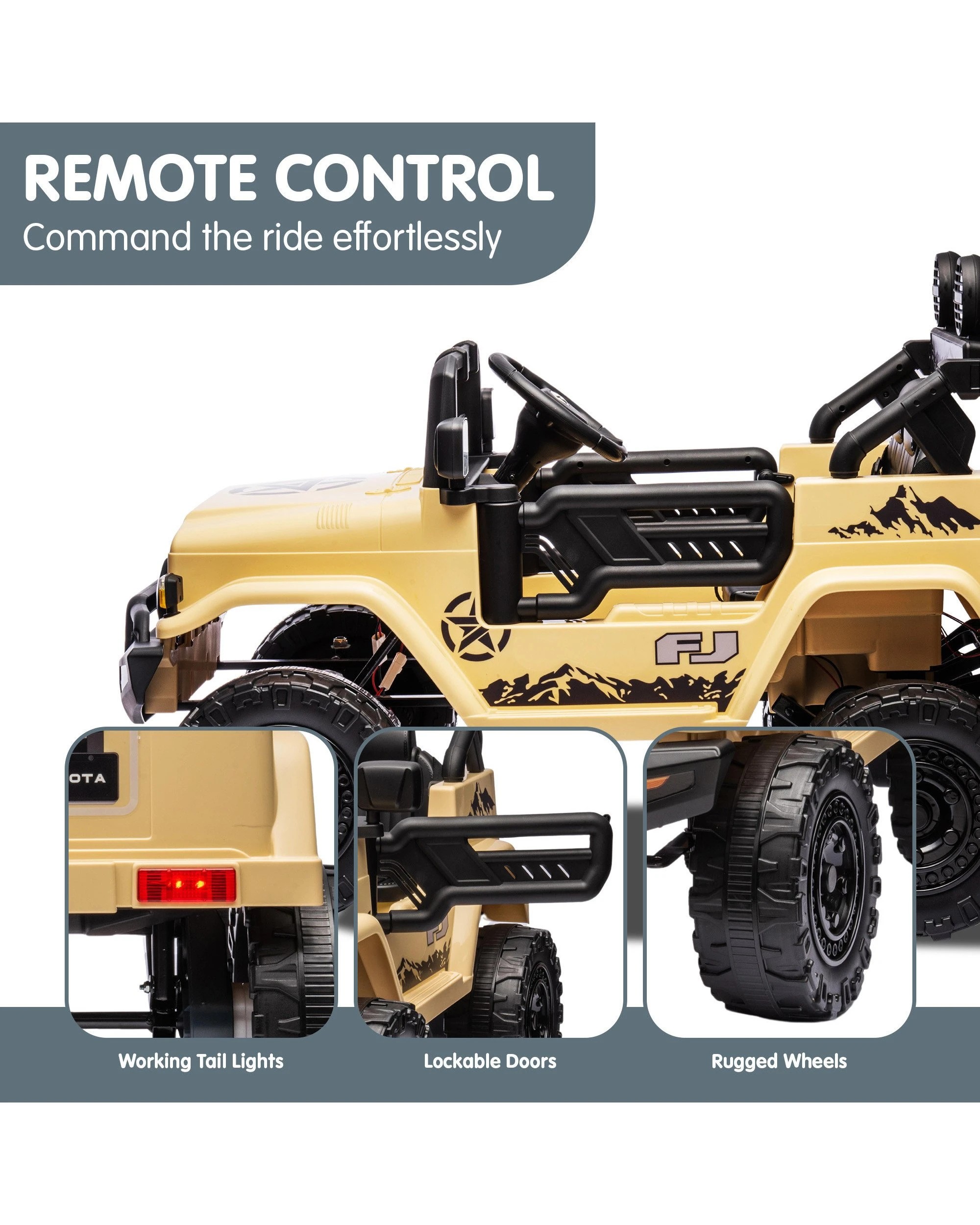 9 Kahuna Authorised Toyota FJ Cruiser Kids Electric Ride On Car - Khaki, 9 of 9