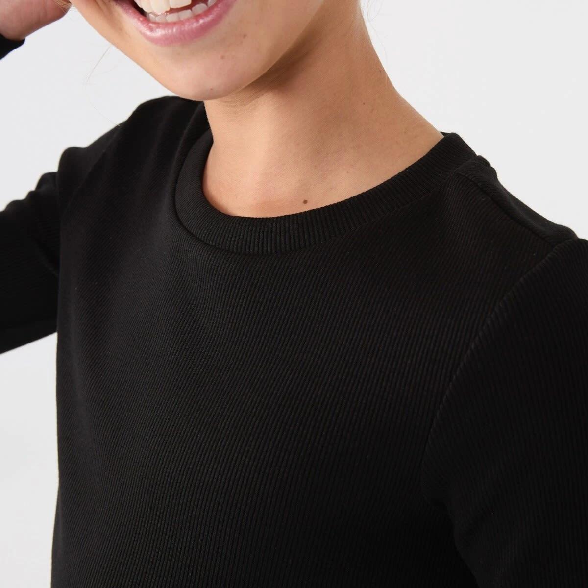 4 Long Sleeve Ribbed Knit Dress Black, 4 of 6