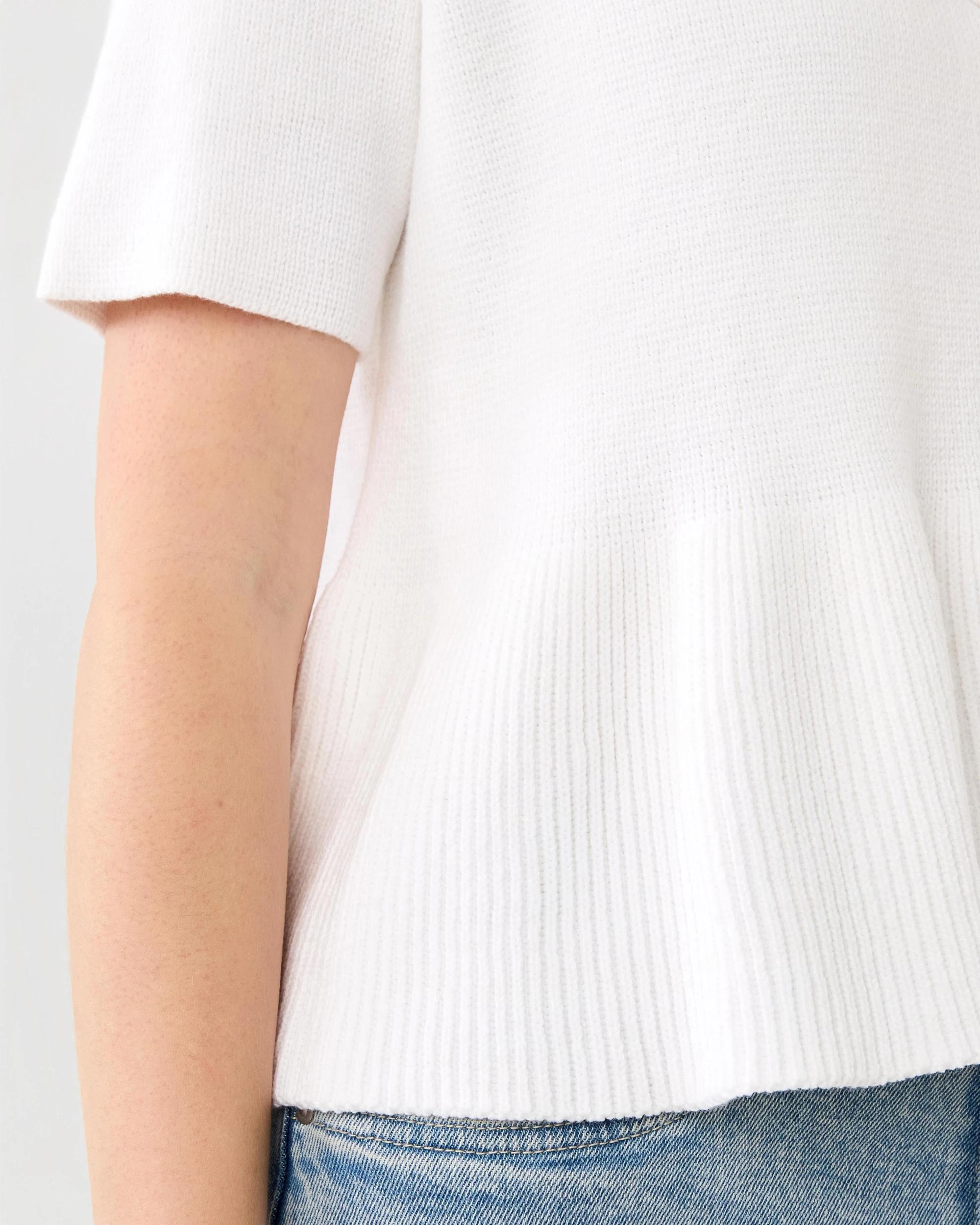 7 Short Sleeve Peplum Knit Cardigan White, 7 of 7