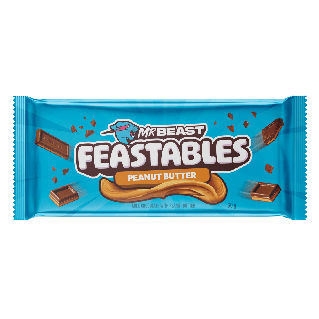 1 MrBeast Feastables Peanut Butter Milk Chocolate Bar 60g, 1 of 8