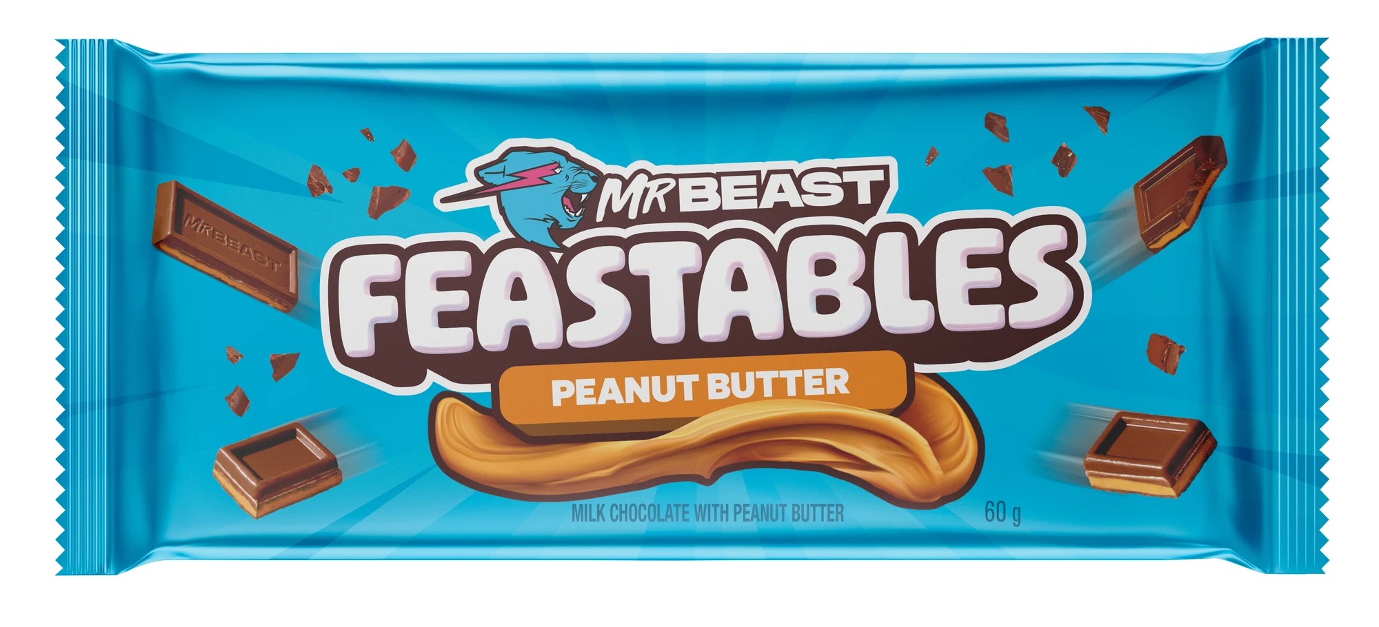 1 MrBeast Feastables Peanut Butter Milk Chocolate Bar 60g, 1 of 8