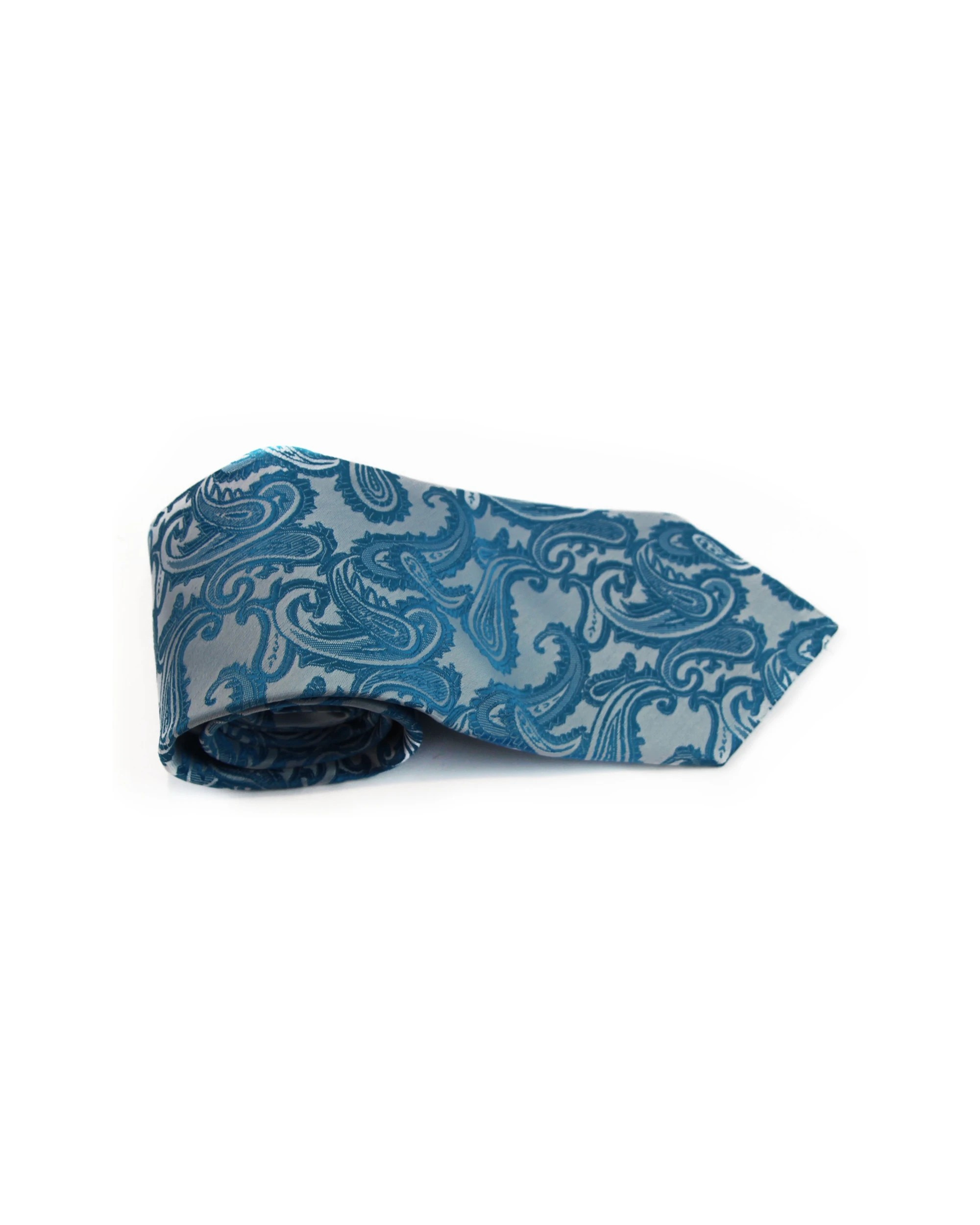 2 Zasel Mens Light Blue & Sky Blue Paisley Patterned Neck Tie, 2 of 2
