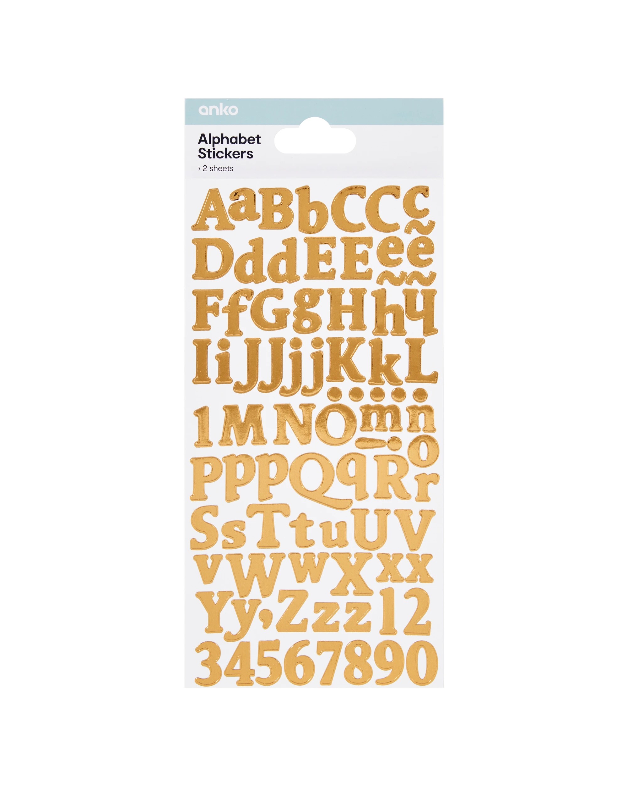 1 2 Pack Alphabet Stickers - Gold Tone, 1 of 3