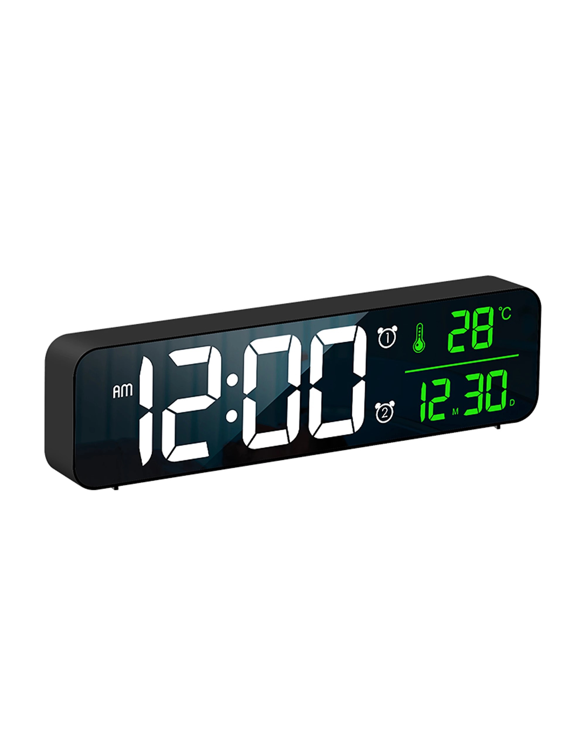 1 TODO LED Digital Alarm Clock Temperature Music Alarm USB Power Wall Clock - Black, 1 of 2