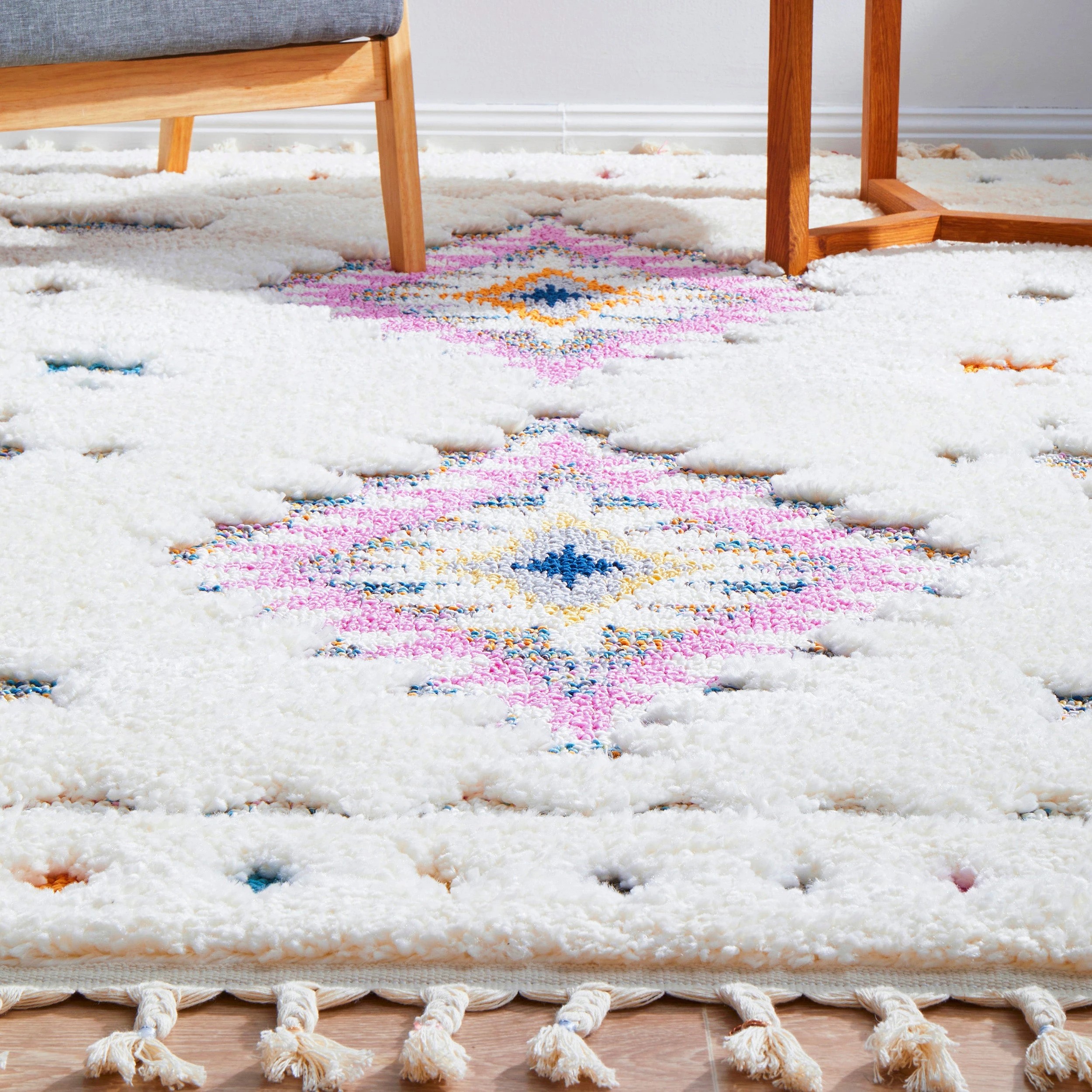 3 Common Ground Rugs Remy Layla 170x120cm - Small Shag Rug - White, 3 of 7