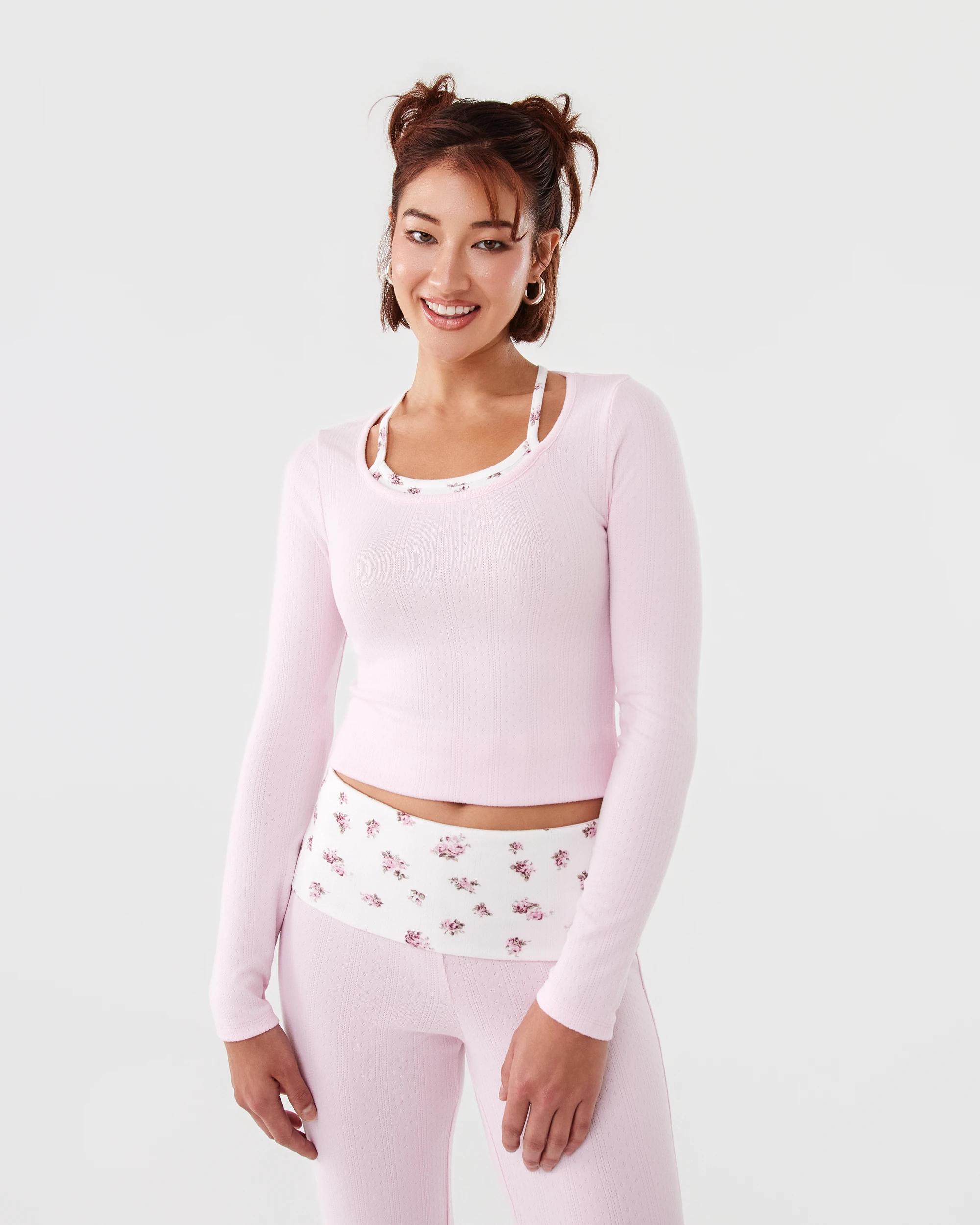 1 Long Sleeve Double Layer Top Bllet Pink, 1 of 6