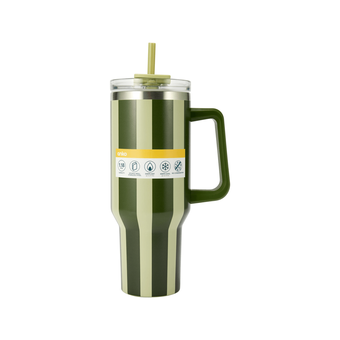 6 1.18L Green Stripe Jumbo Tumbler with Handle, 6 of 6