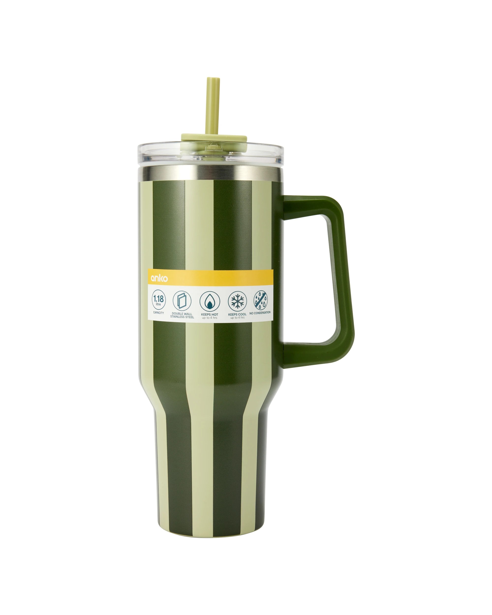 6 1.18L Green Stripe Jumbo Tumbler with Handle, 6 of 6