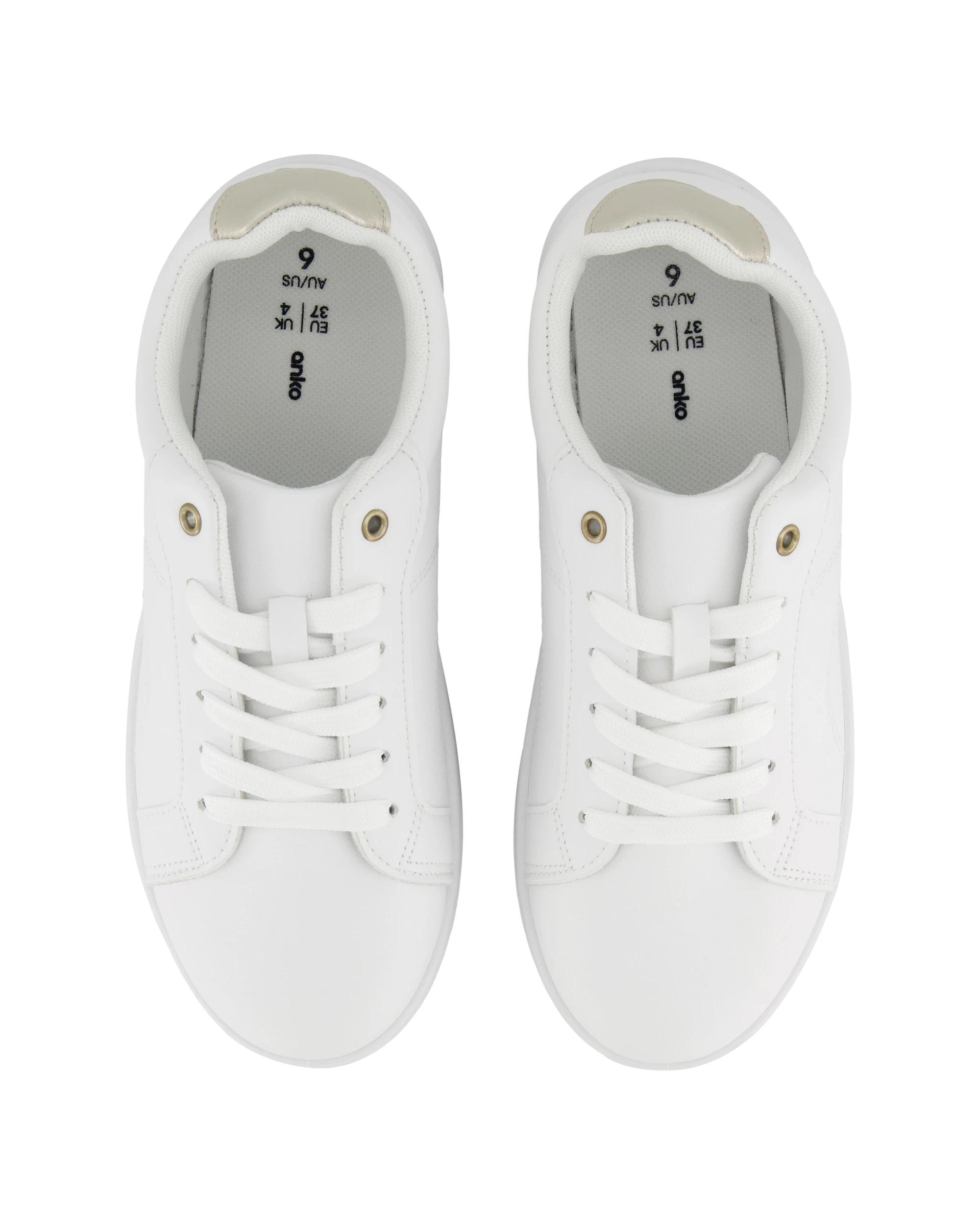 3 PU Lace-Up Sneakers White, 3 of 5