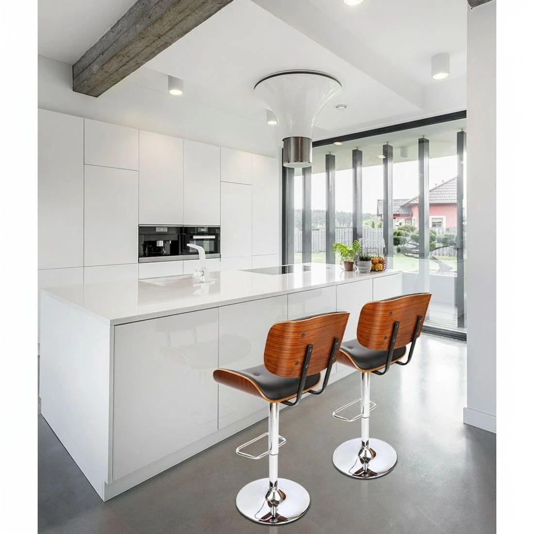 3 Artiss Bar Stools Gas Lift Leather - Black, 3 of 8