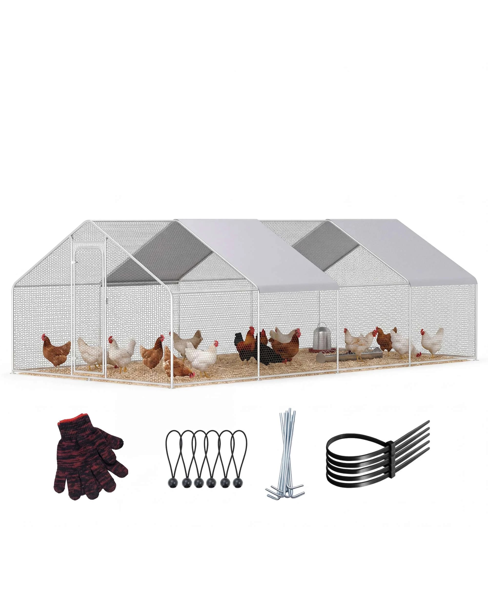 1 Advwin Large Chicken Coop Walk In Run Cage Rabbit Hutch 300x600x196cm, 1 of 8