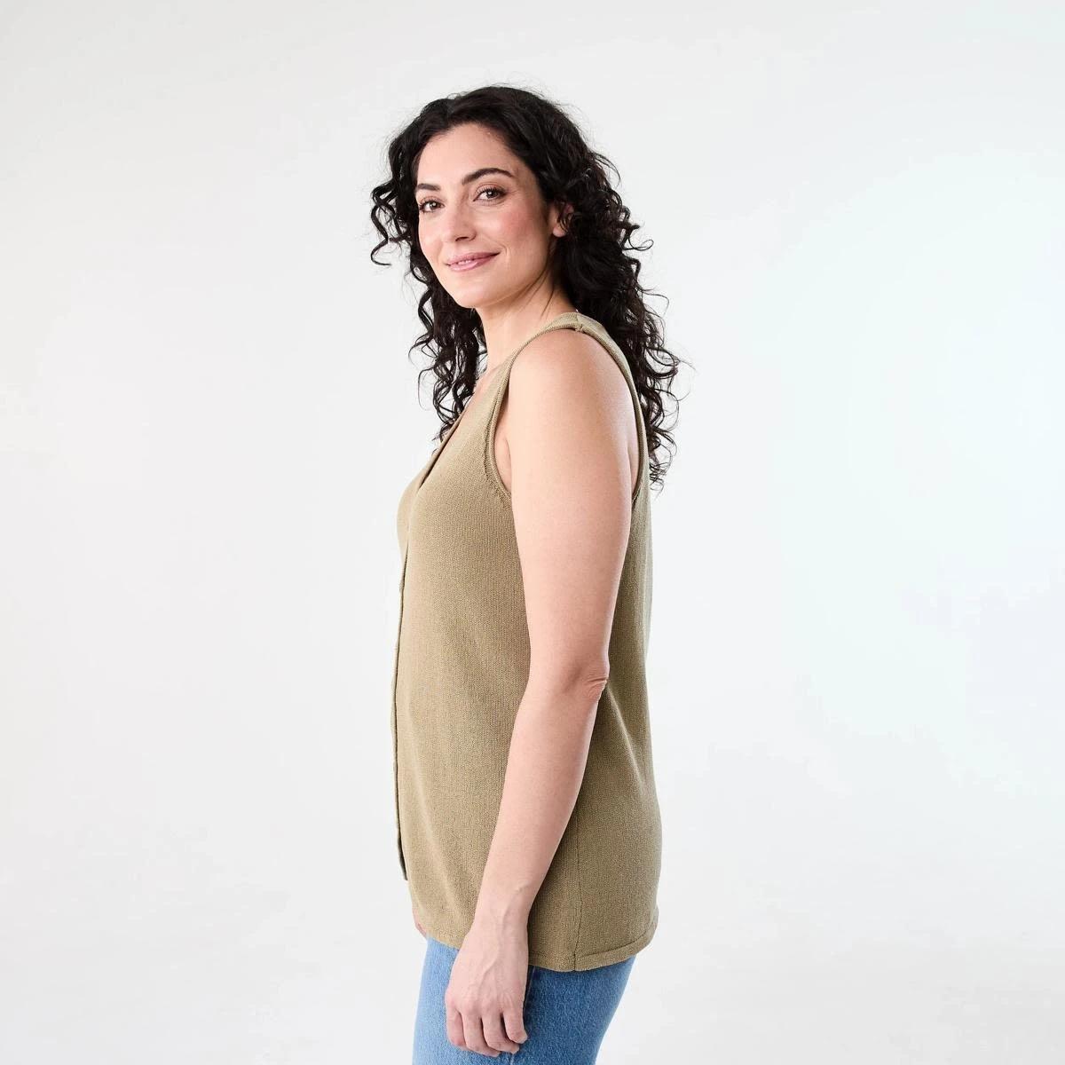 2 Sleeveless Longline Vest KELP BROWN, 2 of 6