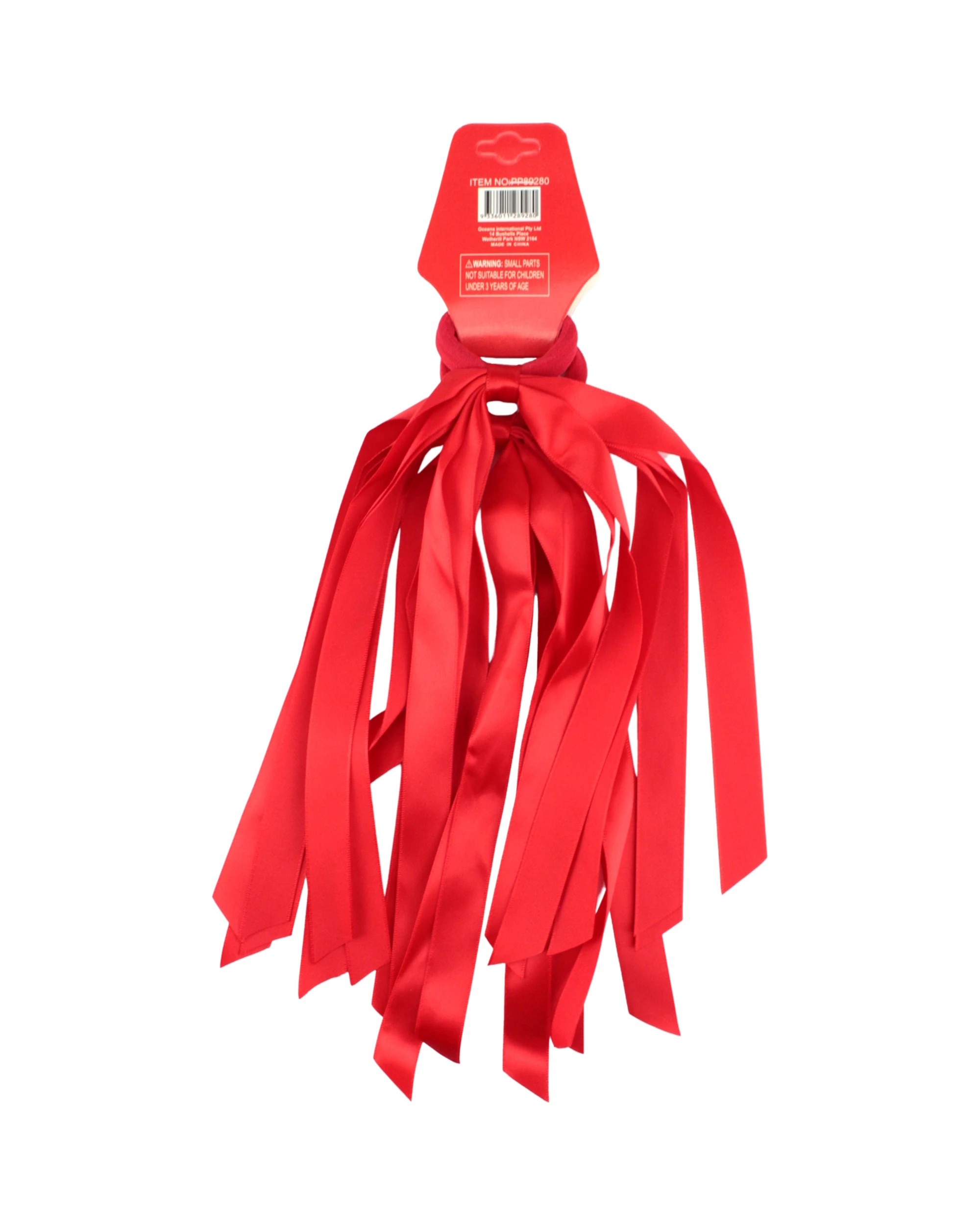 3 Oceana Ribbon Hair Ties Pack of 2 - Red, 3 of 3