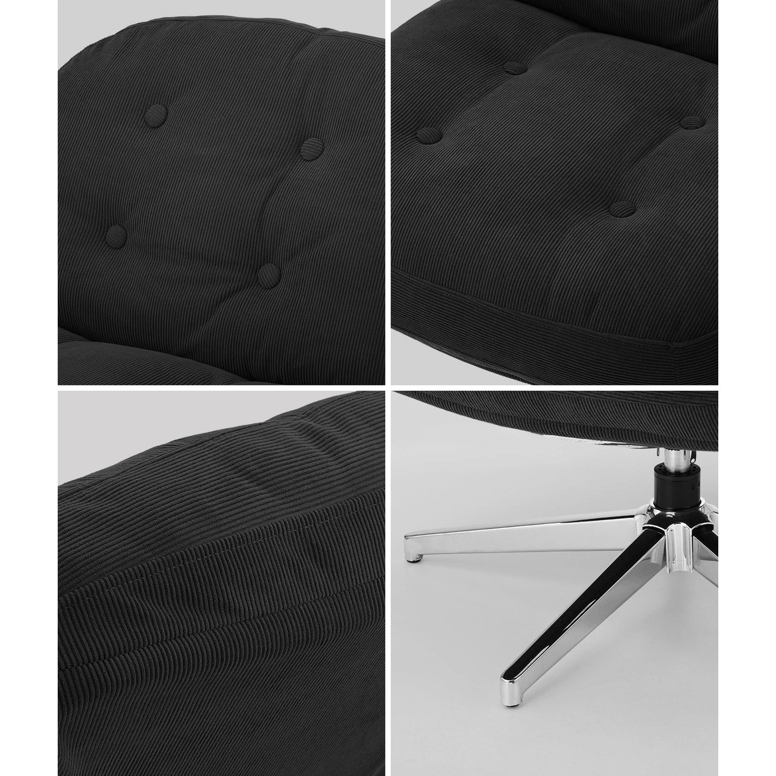 5 Oikiture 2x Armchair Swivel Lounge Chair Padded Accent Chairs Polyester - Black, 5 of 10
