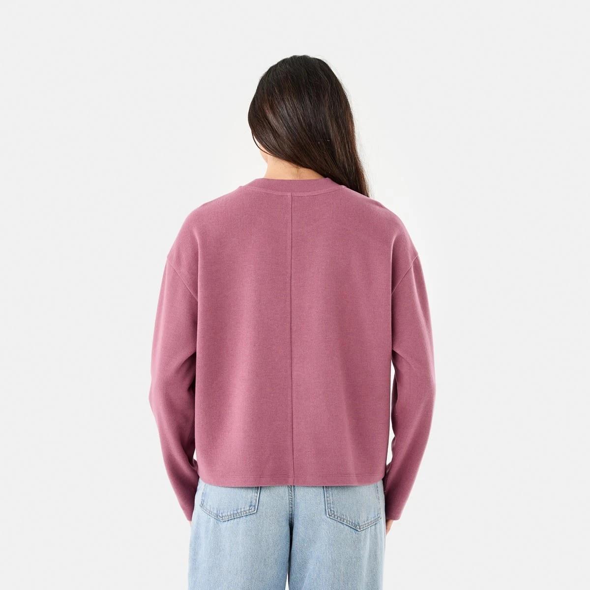 3 Long Sleeve Brushed Seam Detail Top Berry, 3 of 6