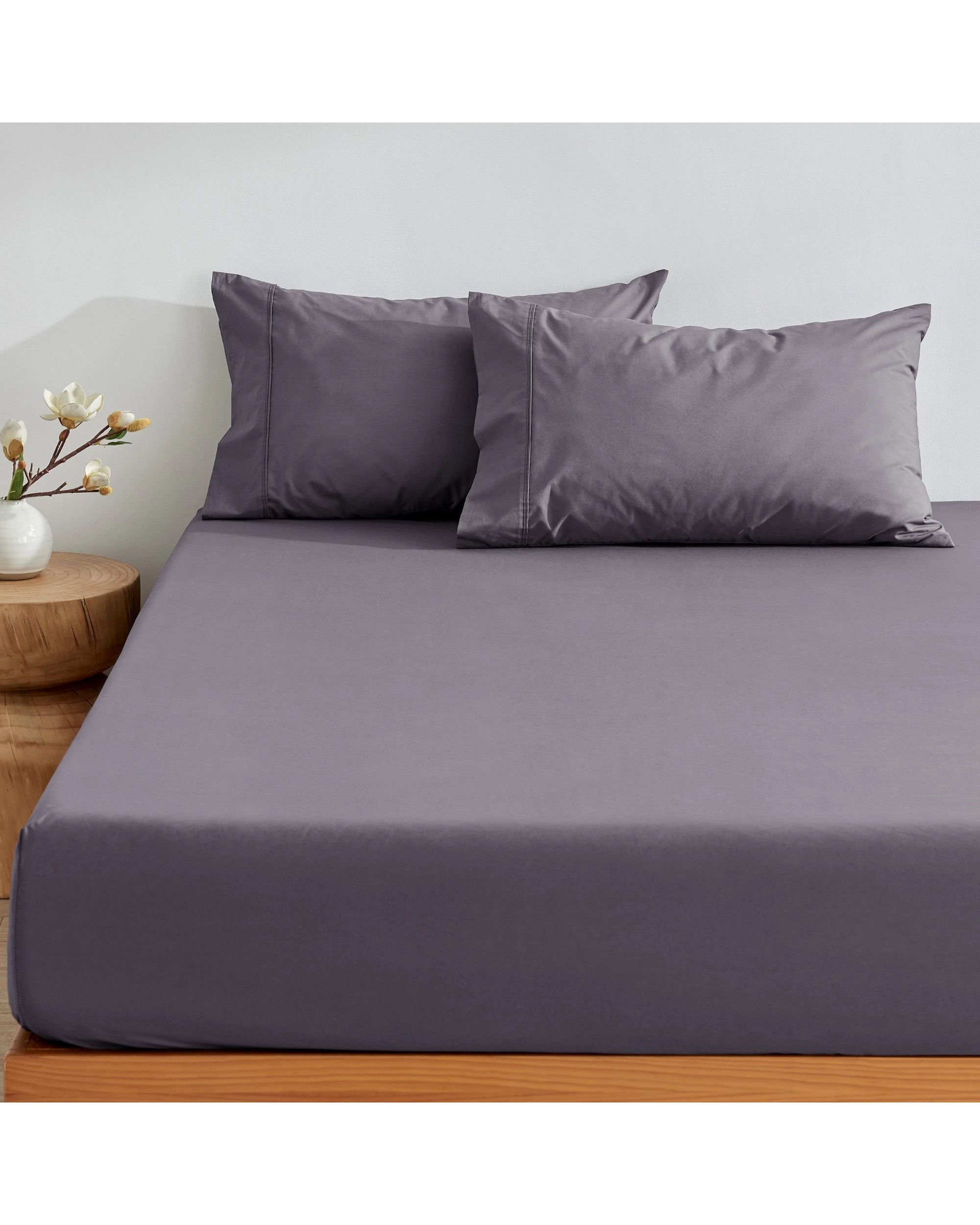 2 Dreamaker 300TC Cotton Percale Combo Fitted Sheet Set - King Single Bed - Charcoal, 2 of 8