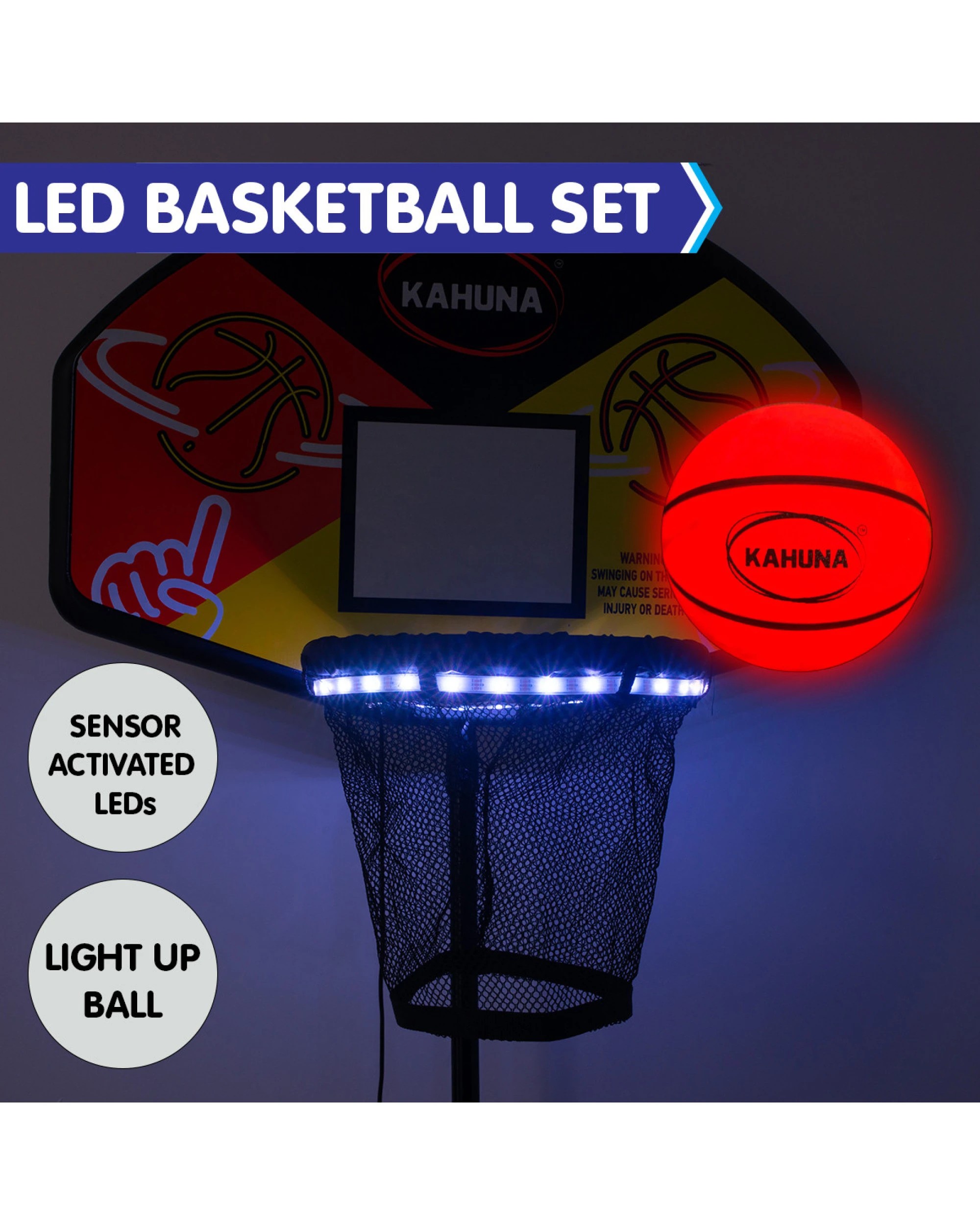 9 Kahuna Trampoline 8 Ft With L.e.d Basketball Set - Rainbow, 9 of 10