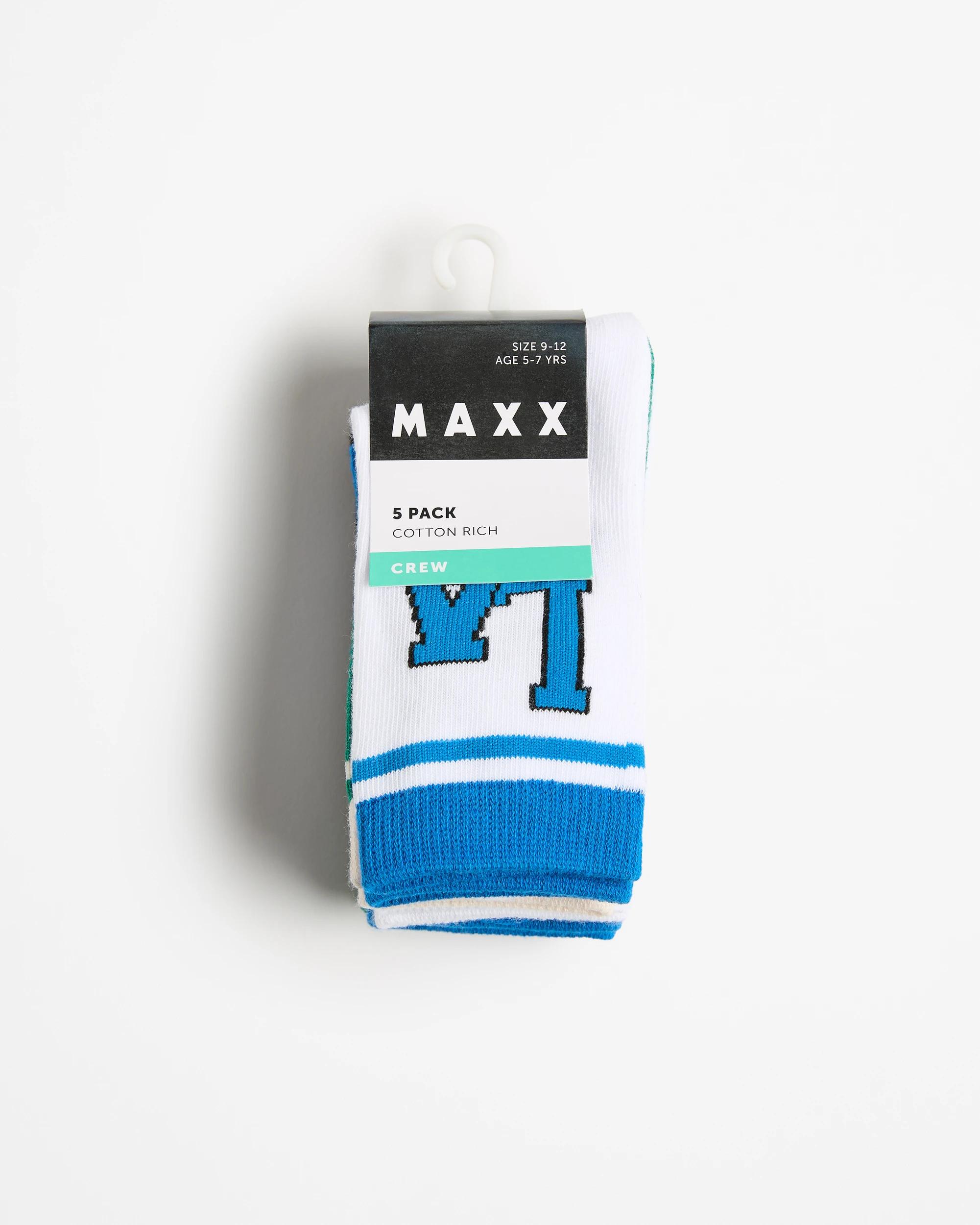 3 Australian Cotton Blend Boys Crew Cut Socks 5 Pack - Maxx COLLEGIATE, 3 of 3