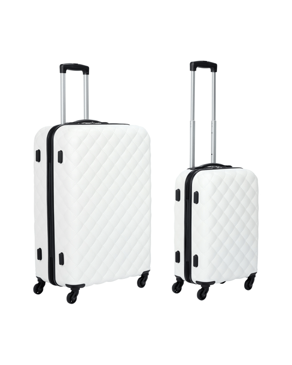 2 Piece Quilted Hard Case Set - White