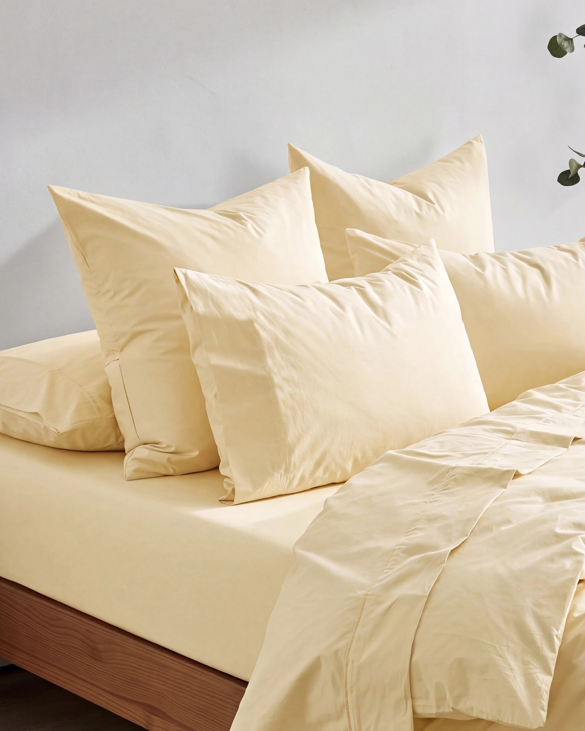 5 Dreamaker 300TC Cotton Percale Quilt Cover Set - Queen Bed - Butter Yellow, 5 of 5