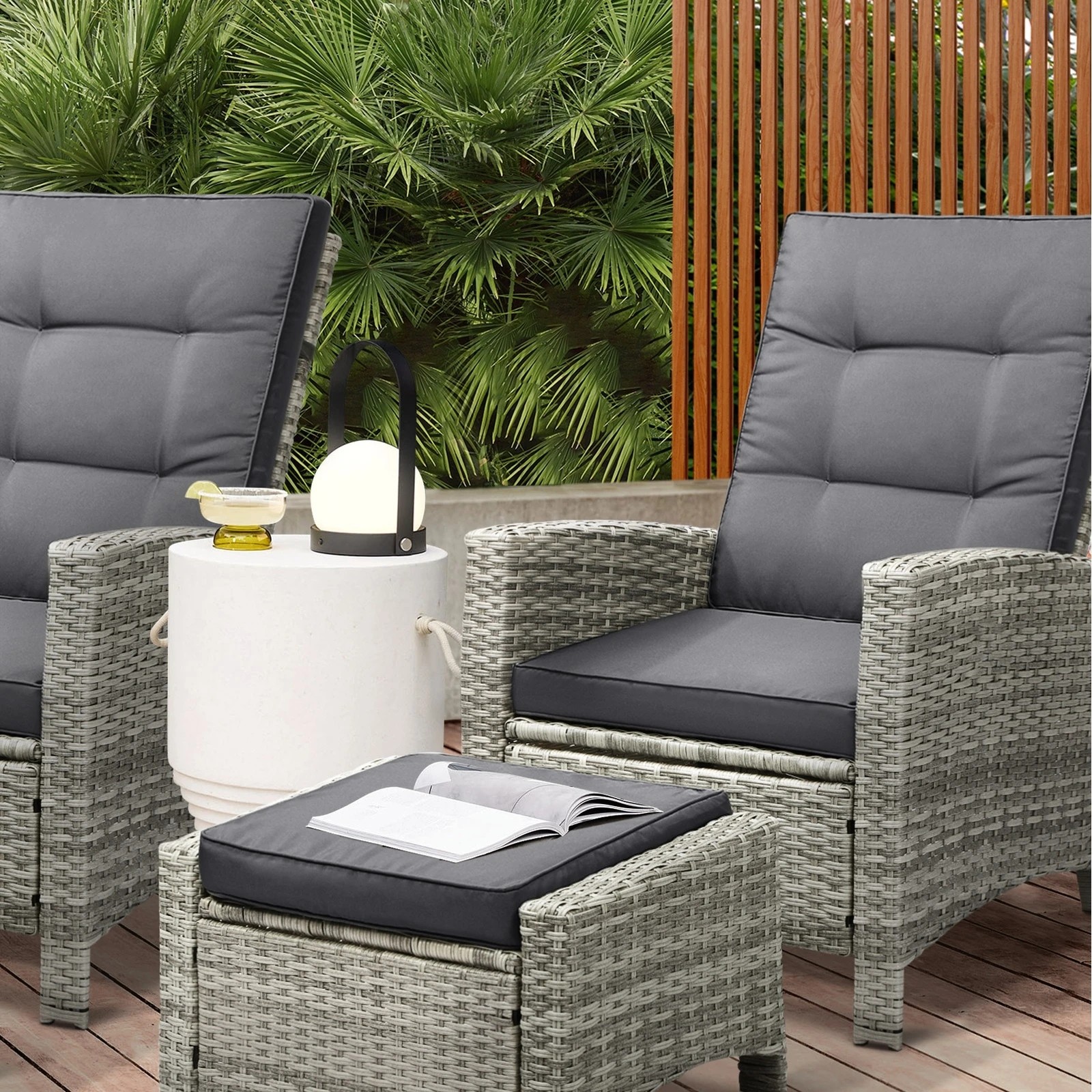 6 Livsip Recliner Chairs Outdoor Sun Lounger Setting Wicker Sofa Patio Furniture
 - Grey, 6 of 9