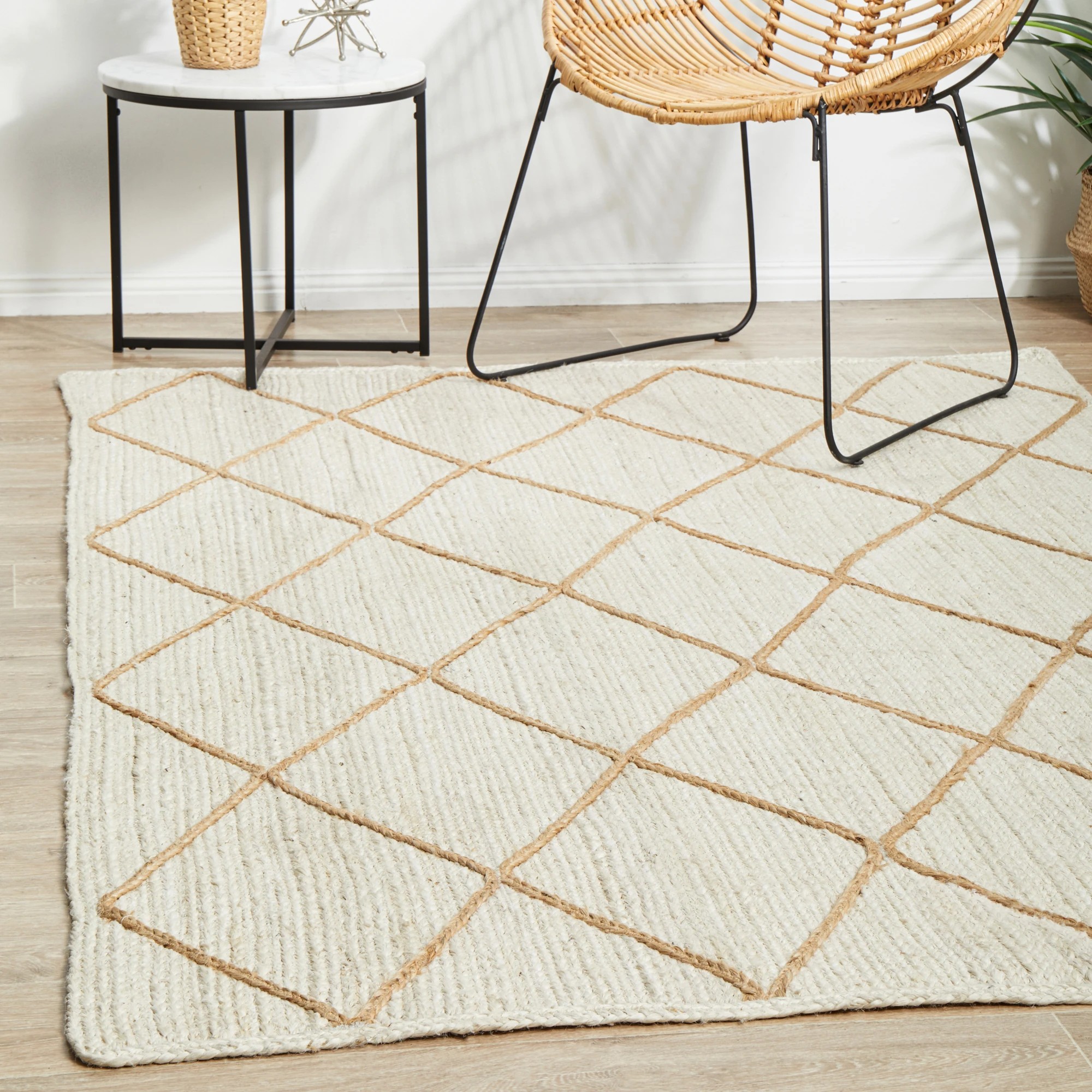 1 Common Ground Rugs Drift 222 220x150cm - Medium Jute Rug - Natural, 1 of 8