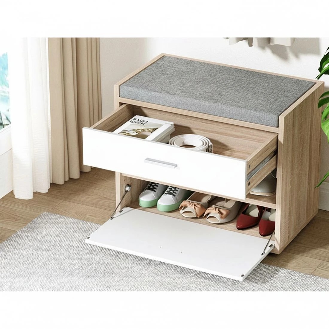 3 Artiss Shoe Rack Cabinet Bench 8 Pairs Niva - Multi, 3 of 6