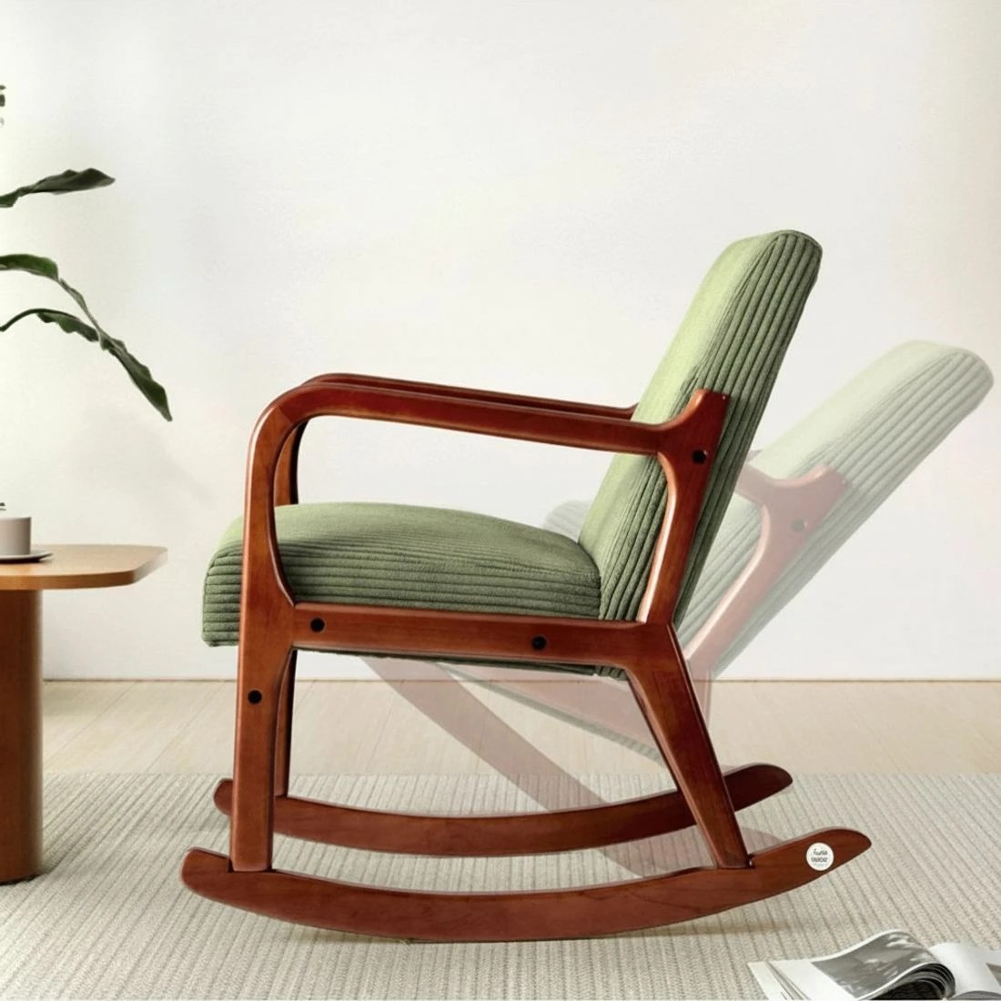 4 Artiss Rocking Armchair Nursing Chair Corduroy - Green, 4 of 5