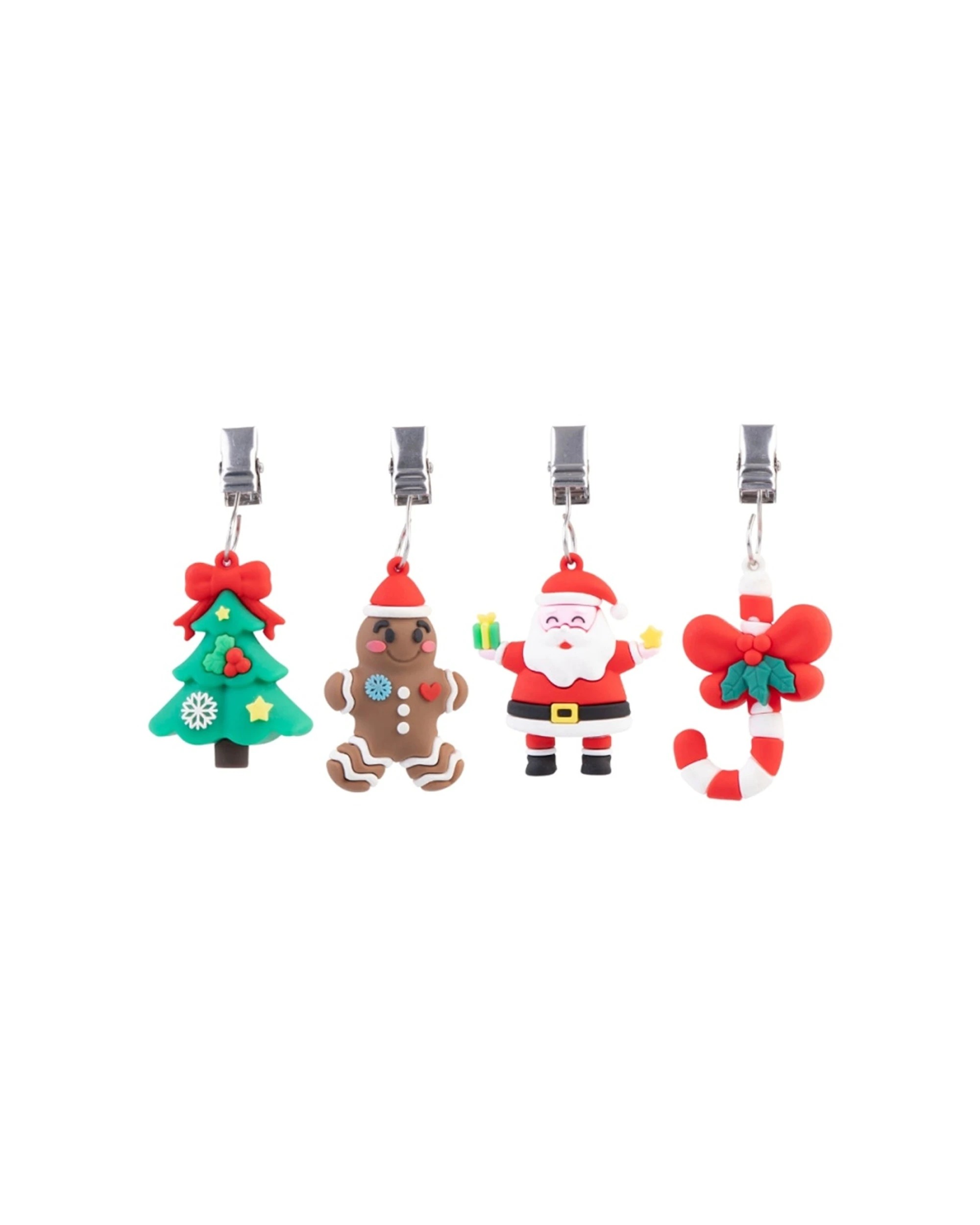 1 Alfresco Lane 4pc Tablecloth Weights Set Christmas Design Metal Clips - Multi, 1 of 5