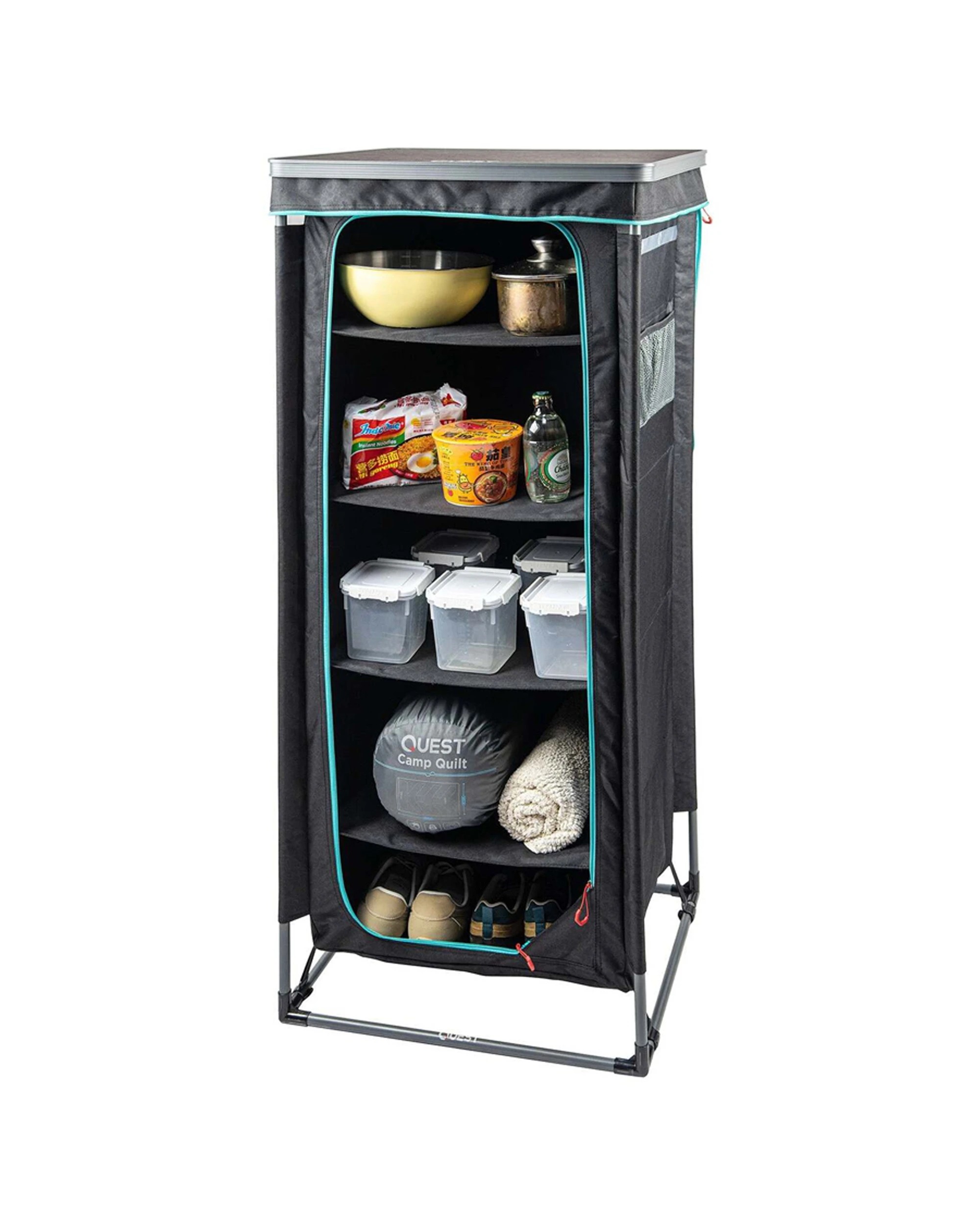 1 Quest Outdoors Pop Top 5 Shelf Camp Cupboard All-Weather Hardtop - Black, 1 of 5