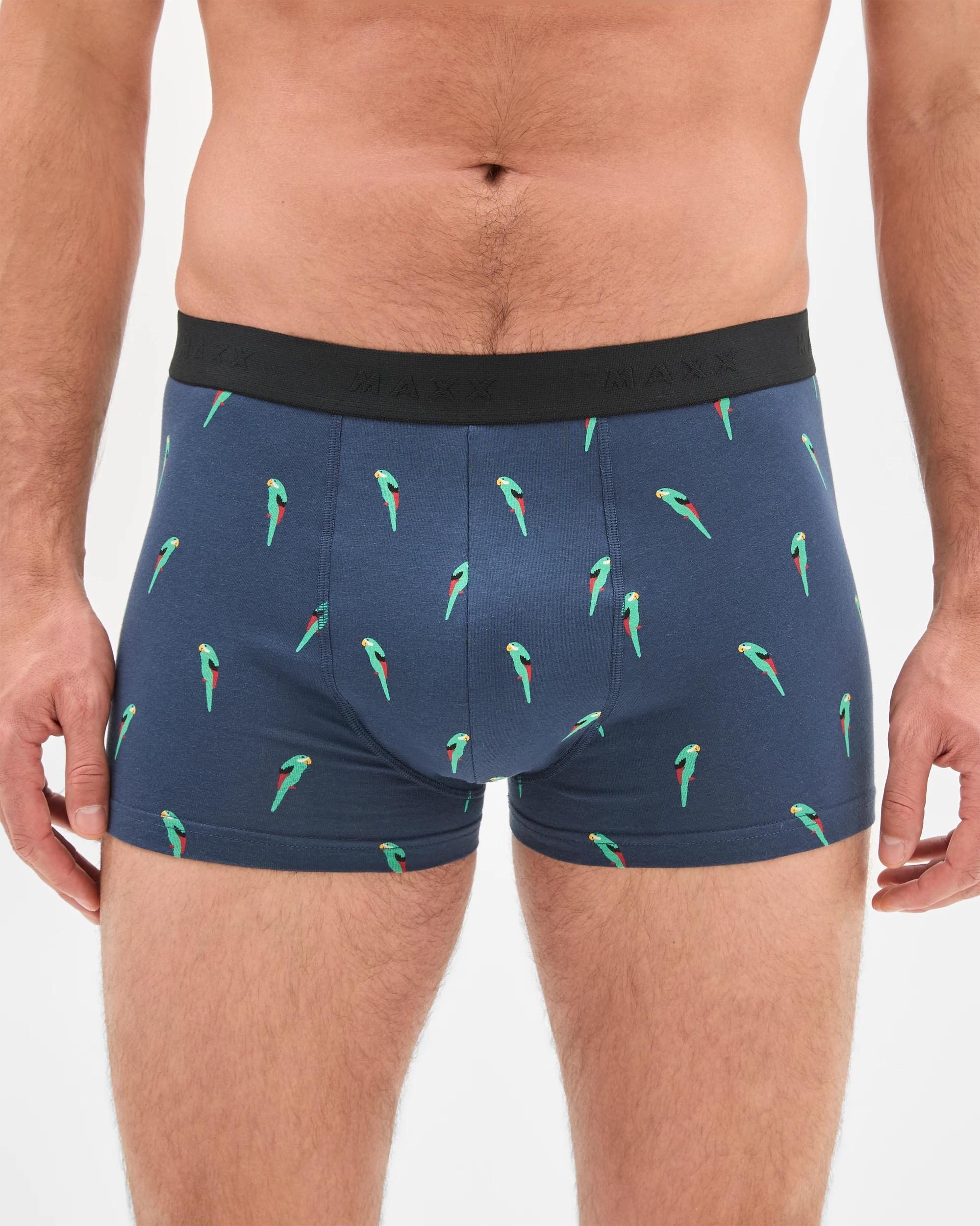 4 Australian Cotton Blend Men's Hipster Trunks 3 Pack - Maxx BIRDS NAVY/GREEN/BLACK, 4 of 4