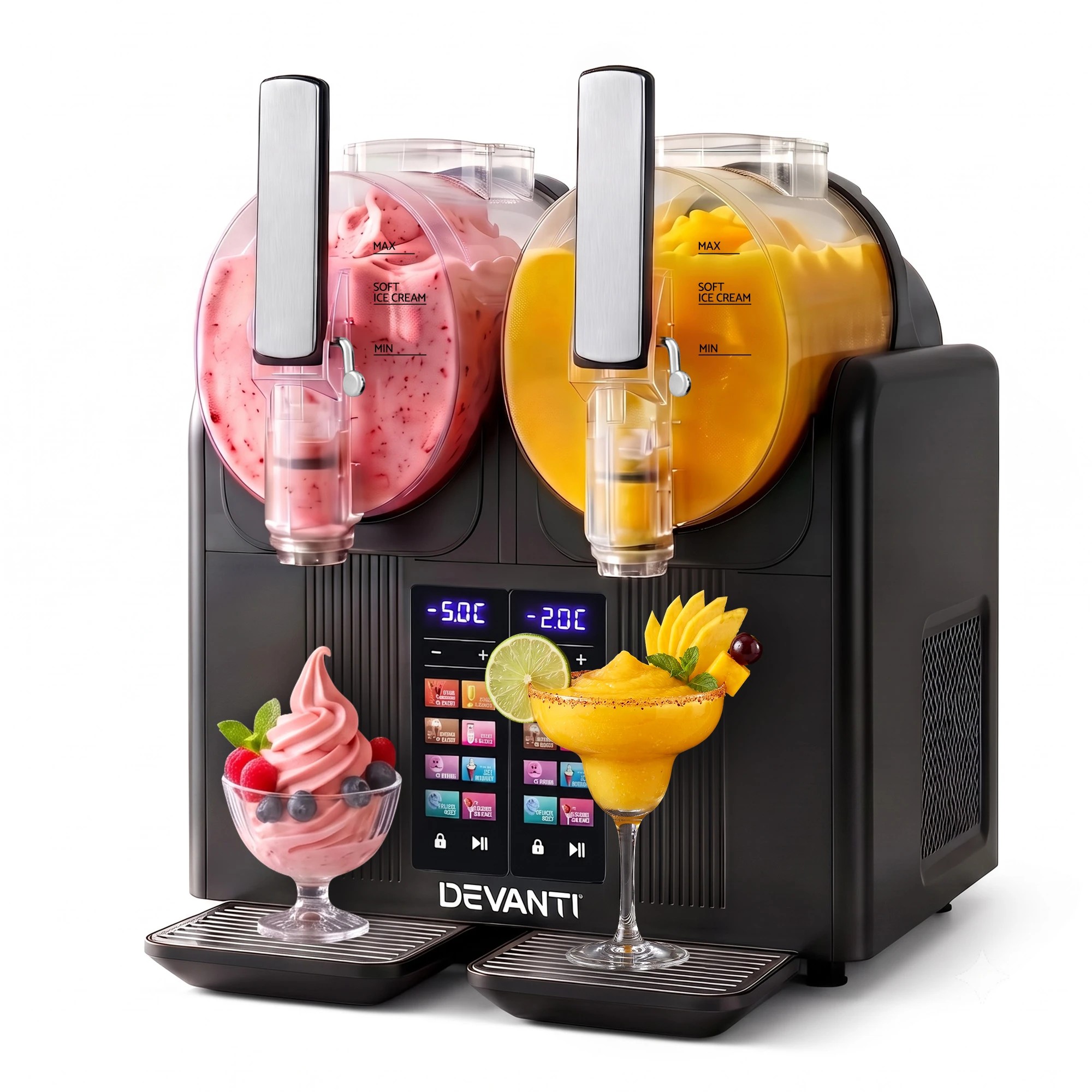 1 Devanti 4L Slushie Machine Dual Tanks Ice Cream Frozen Drink Slush Maker - Black, 1 of 10