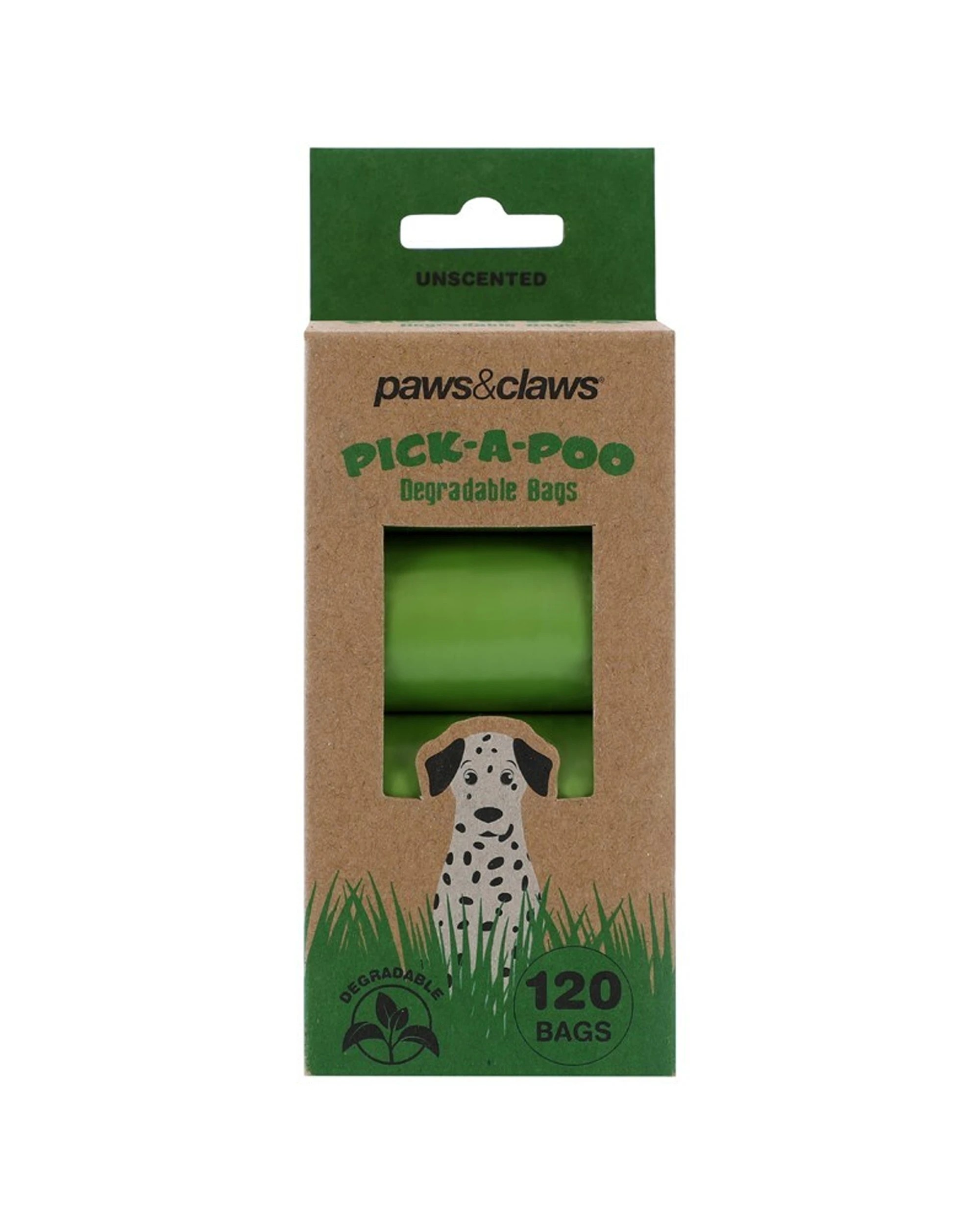 2 Paws And Claws 120pc Unscented Degradable Dog Waste Bags Eco Waste Bags Pack - 8 Rolls 22cm X 32cm Size
 - Green, 2 of 3