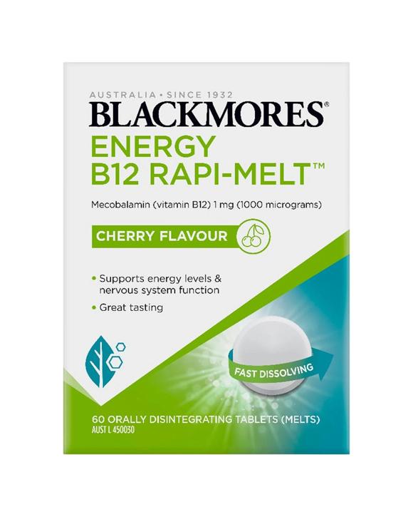 Blackmores 60pc B12 Rapi-Melt 1000mcg Vitamin Supplement Fast Dissolving Tablets