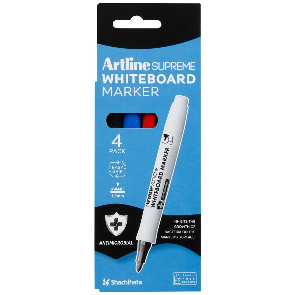 1 Artline Supreme Whiteboard Markers Bullet Assorted 4 Pack, 1 of 3
