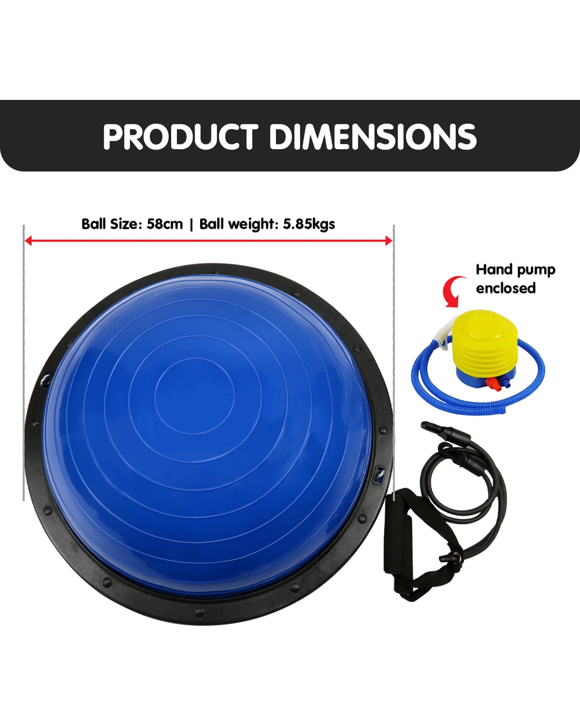 7 Powertrain Fitness Yoga Ball Home Gym Workout Balance Trainer Pump Blue, 7 of 9