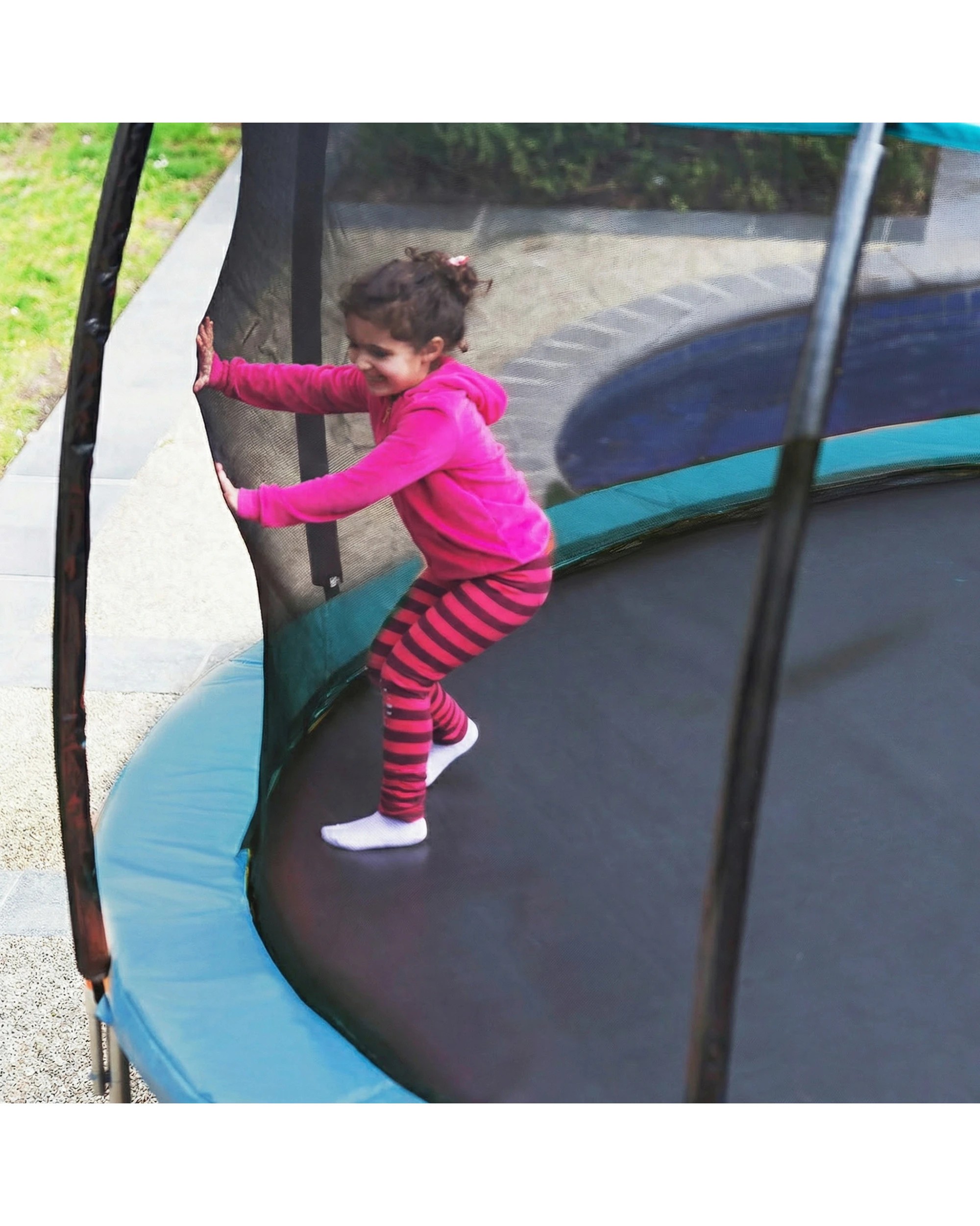 2 Kahuna Trampoline 12 ft with Basketball Set and Roof - Green, 2 of 7