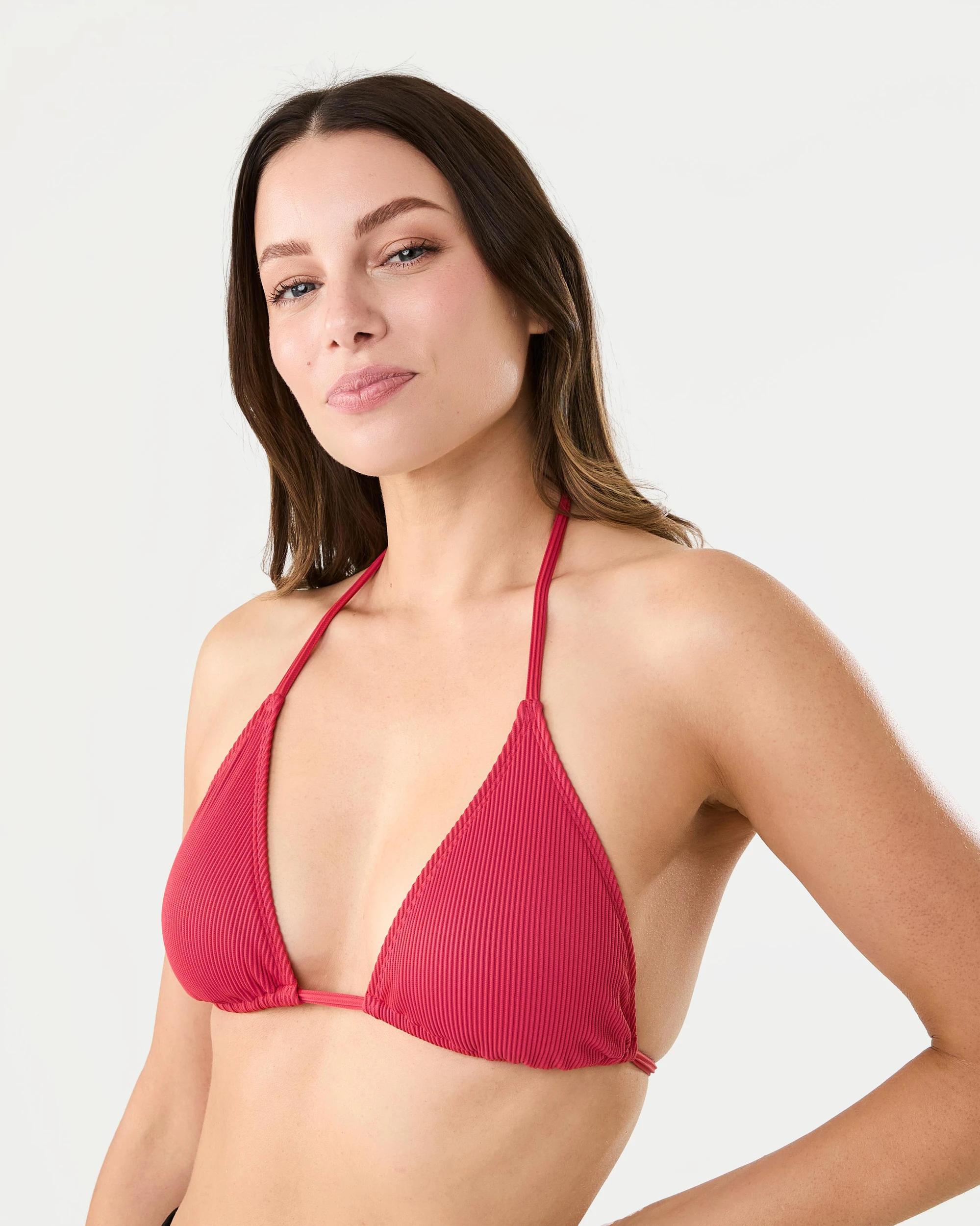 2 Ribbed Slide Triangle Bikini Top Red Pep, 2 of 7