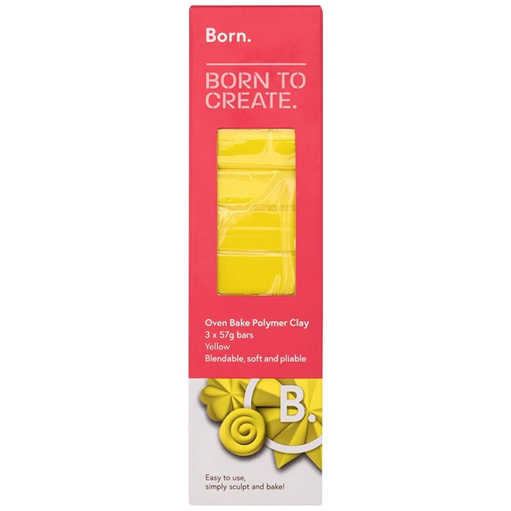 1 Born Oven Bake Polymer Clay Yellow 3 Pack, 1 of 4
