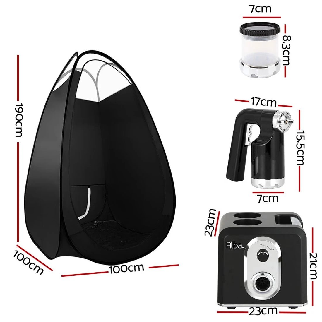 2 Alba Spray Tan Machine Tent Sunless Spray Gun HVLP System Professional - Black, 2 of 5