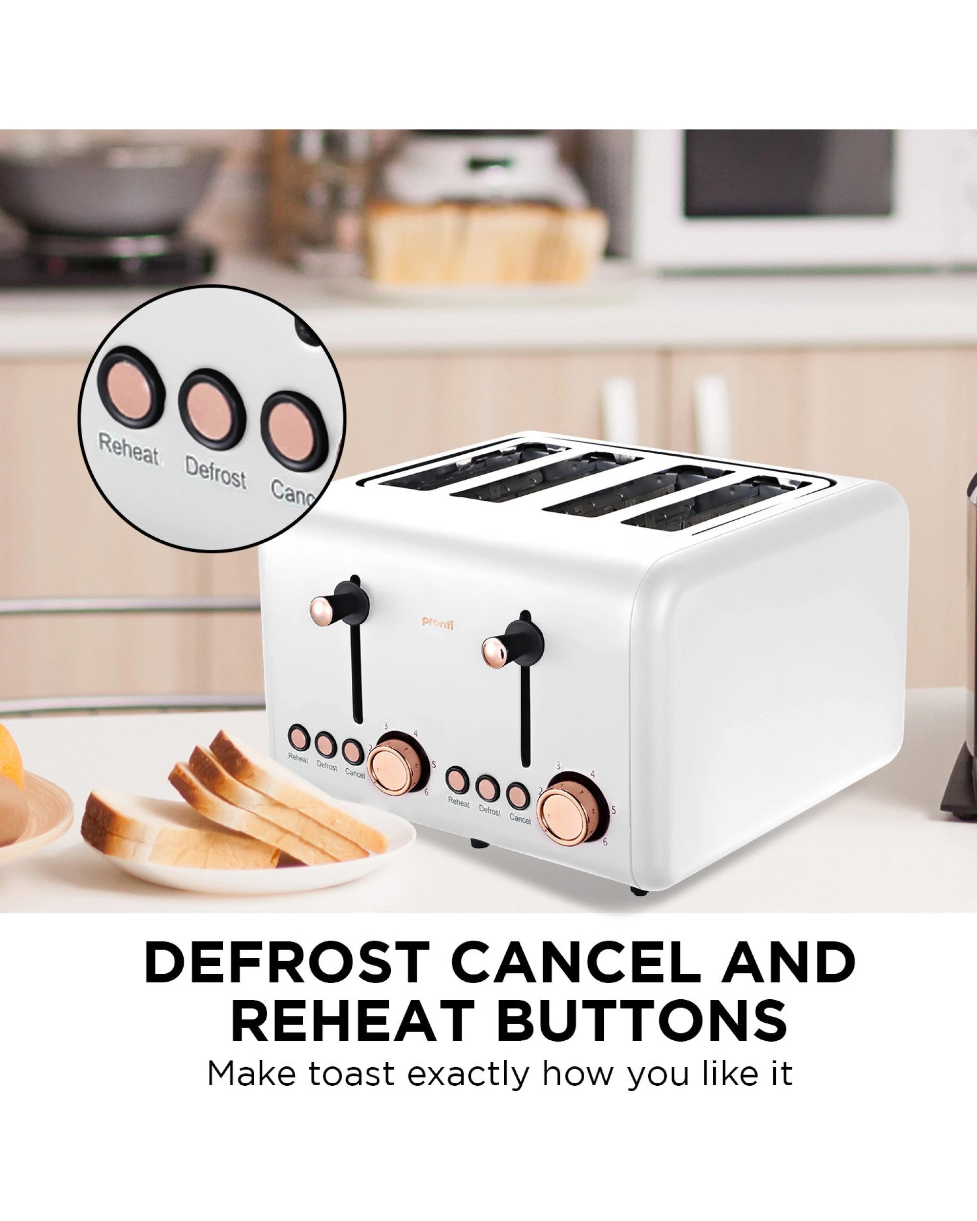 9 Pronti Rose Trim Collection Toaster And Kettle Bundle - White, 9 of 10