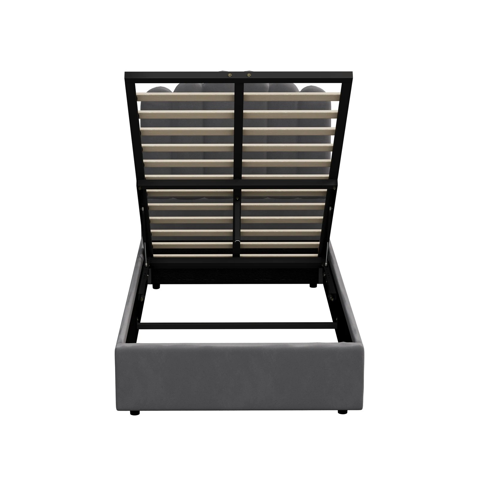 8 Oikiture Bed Frame King Single Size Gas Lift Bed Base With Storage Velvet KLON - Grey, 8 of 9