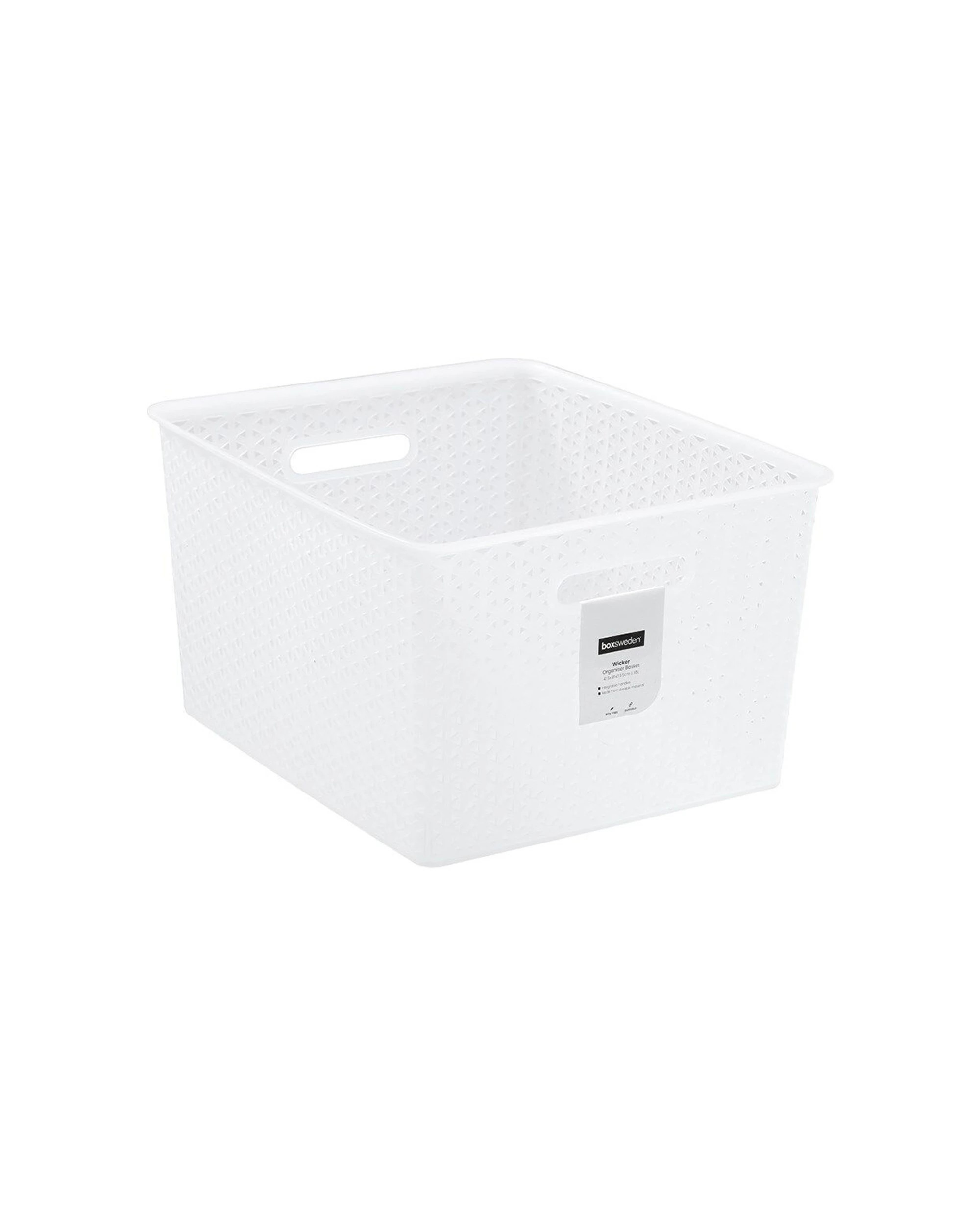 1 Boxsweden Wicker Frost Versatile Extra Large Durable Basket 35L Storage - White, 1 of 4