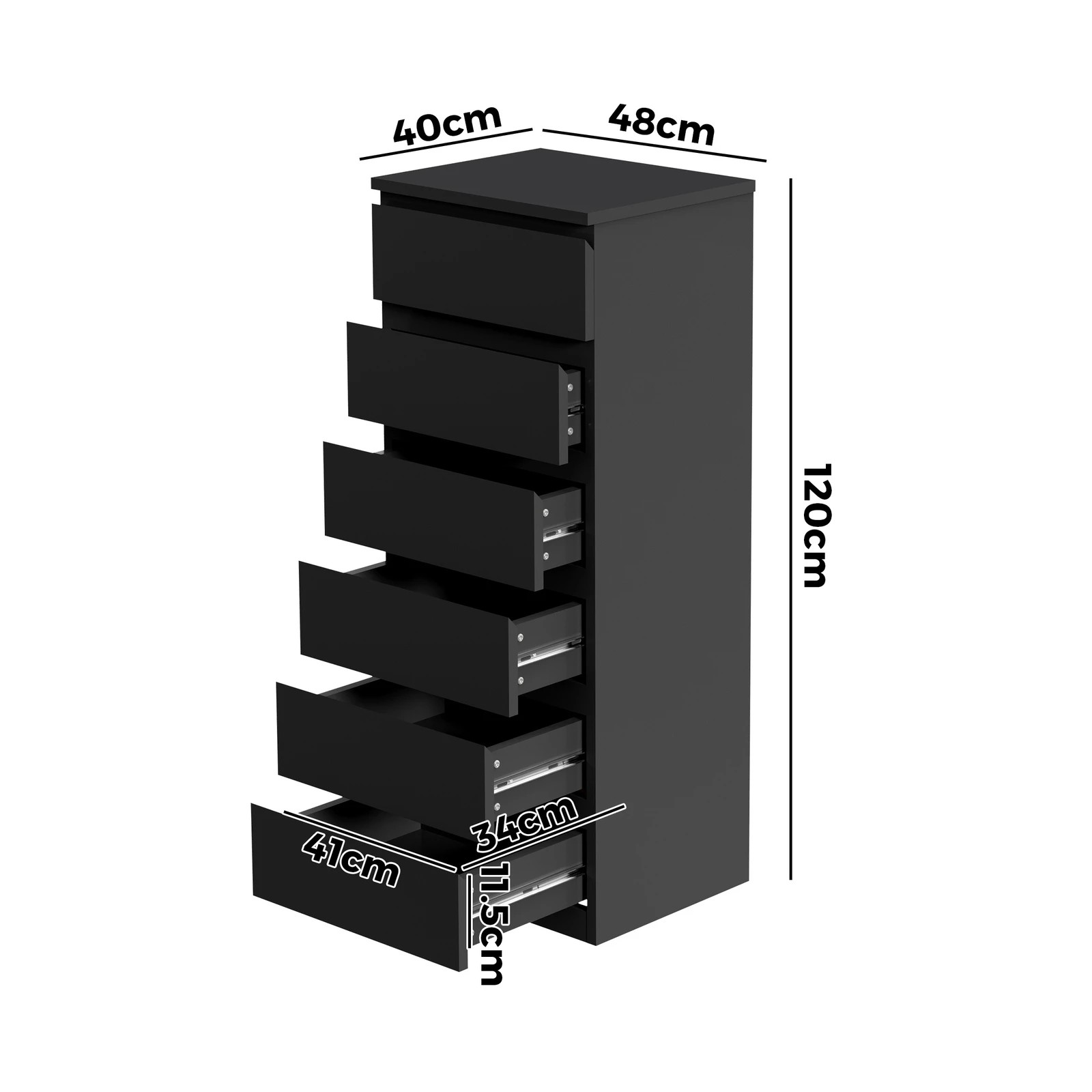 10 Oikiture 6 Chest Of Drawers Tallboy Dresser Table Storage Cabinet
 - Black, 10 of 10