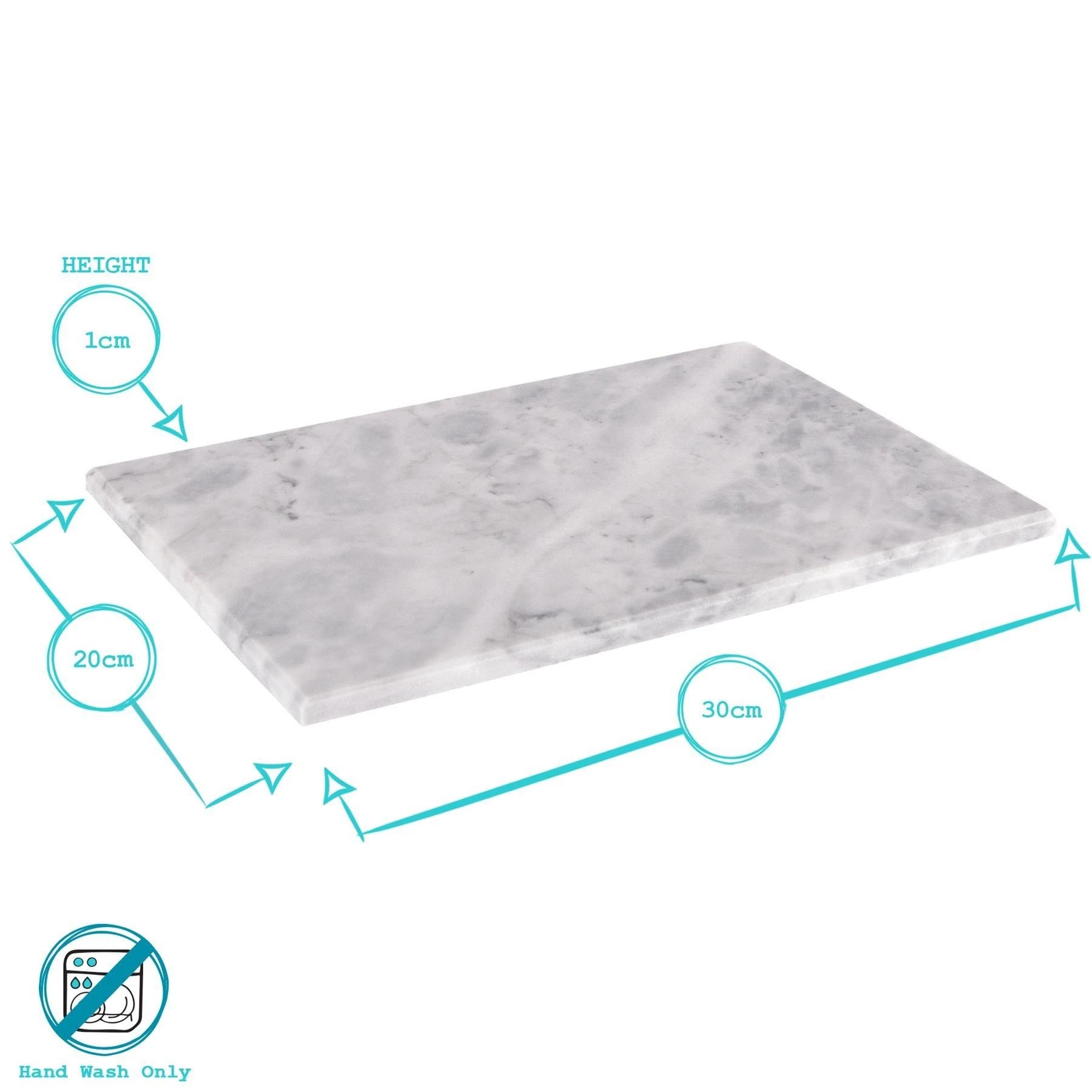 3 Argon Tableware Marble Rectangle Chopping Board - 30cm x 20cm - White, 3 of 7